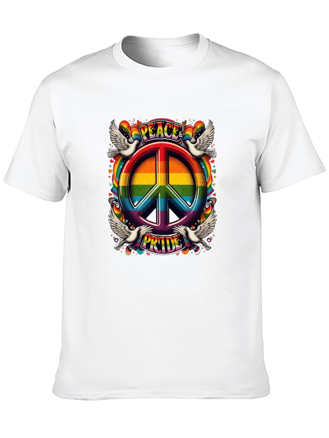 Peace & Pride Rainbow Graphic T-Shirt