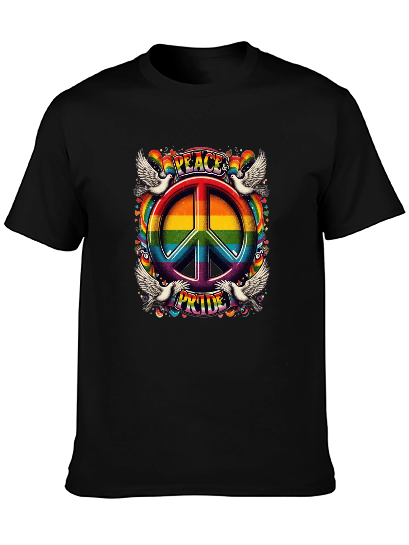 Peace & Pride Rainbow Graphic T-Shirt