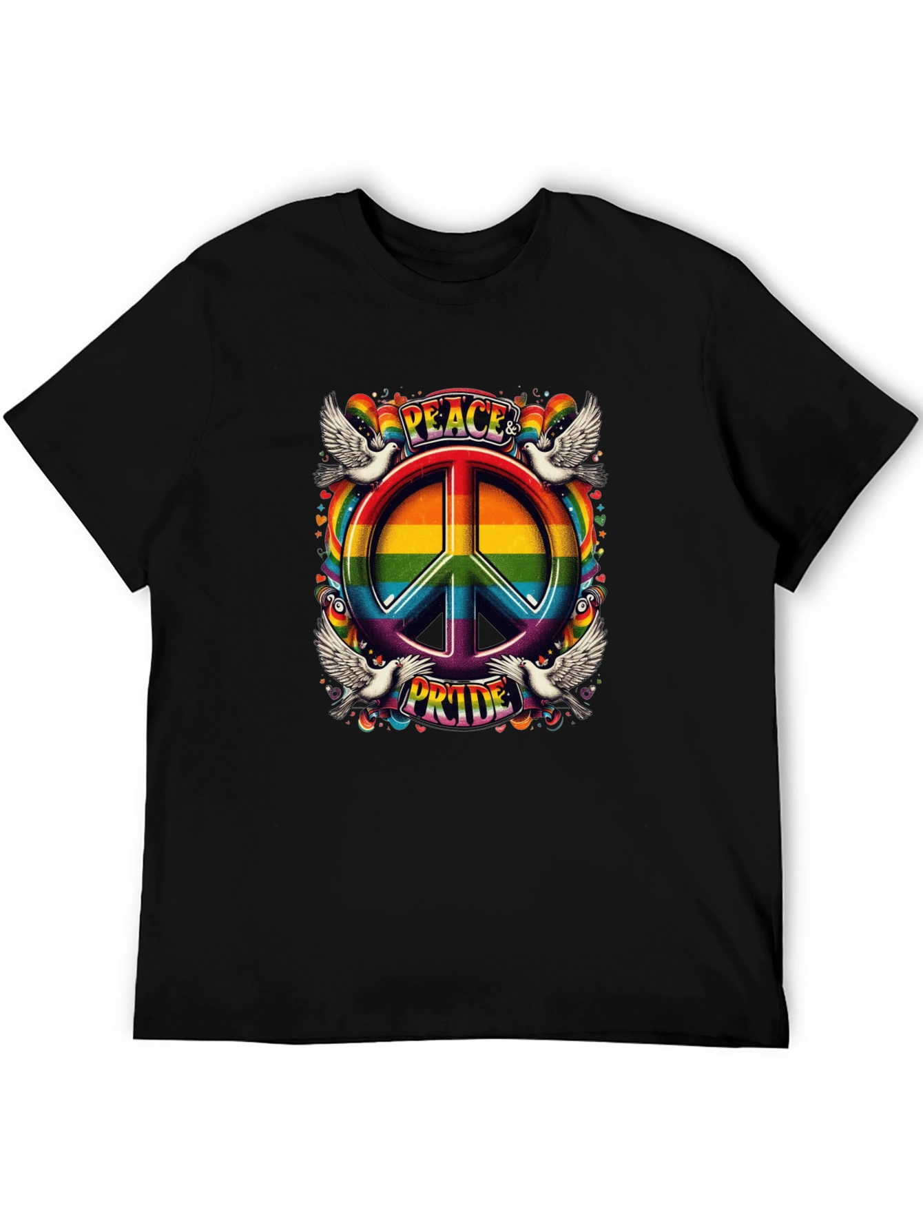 Peace & Pride Rainbow Graphic T-Shirt