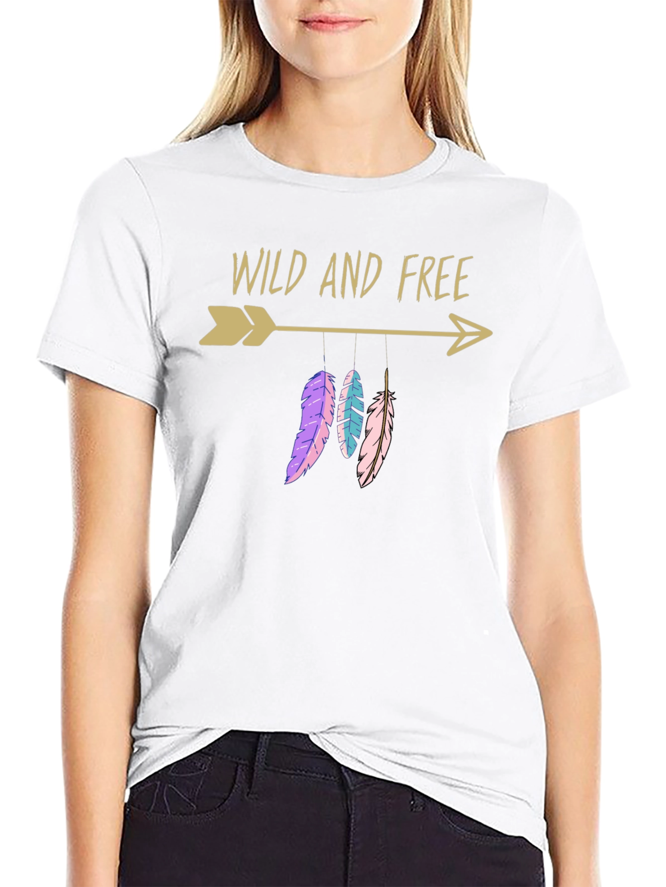 Wild and Free Arrow Feather Graphic T-Shirt