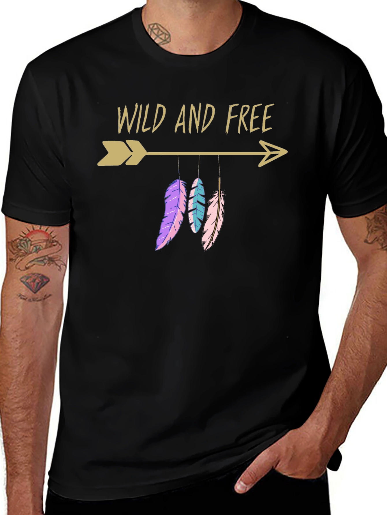 Wild and Free Arrow Feather Graphic T-Shirt