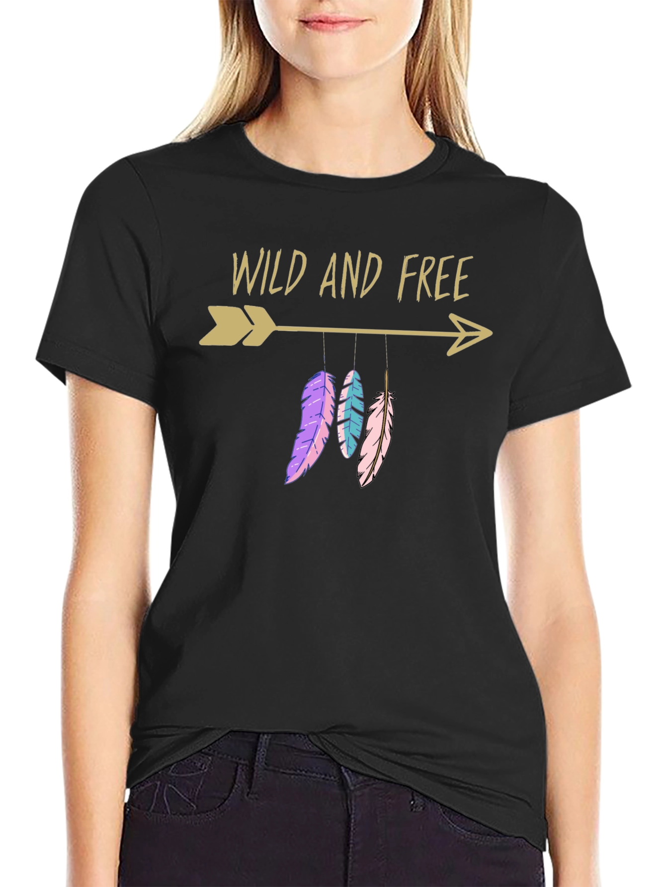 Wild and Free Arrow Feather Graphic T-Shirt