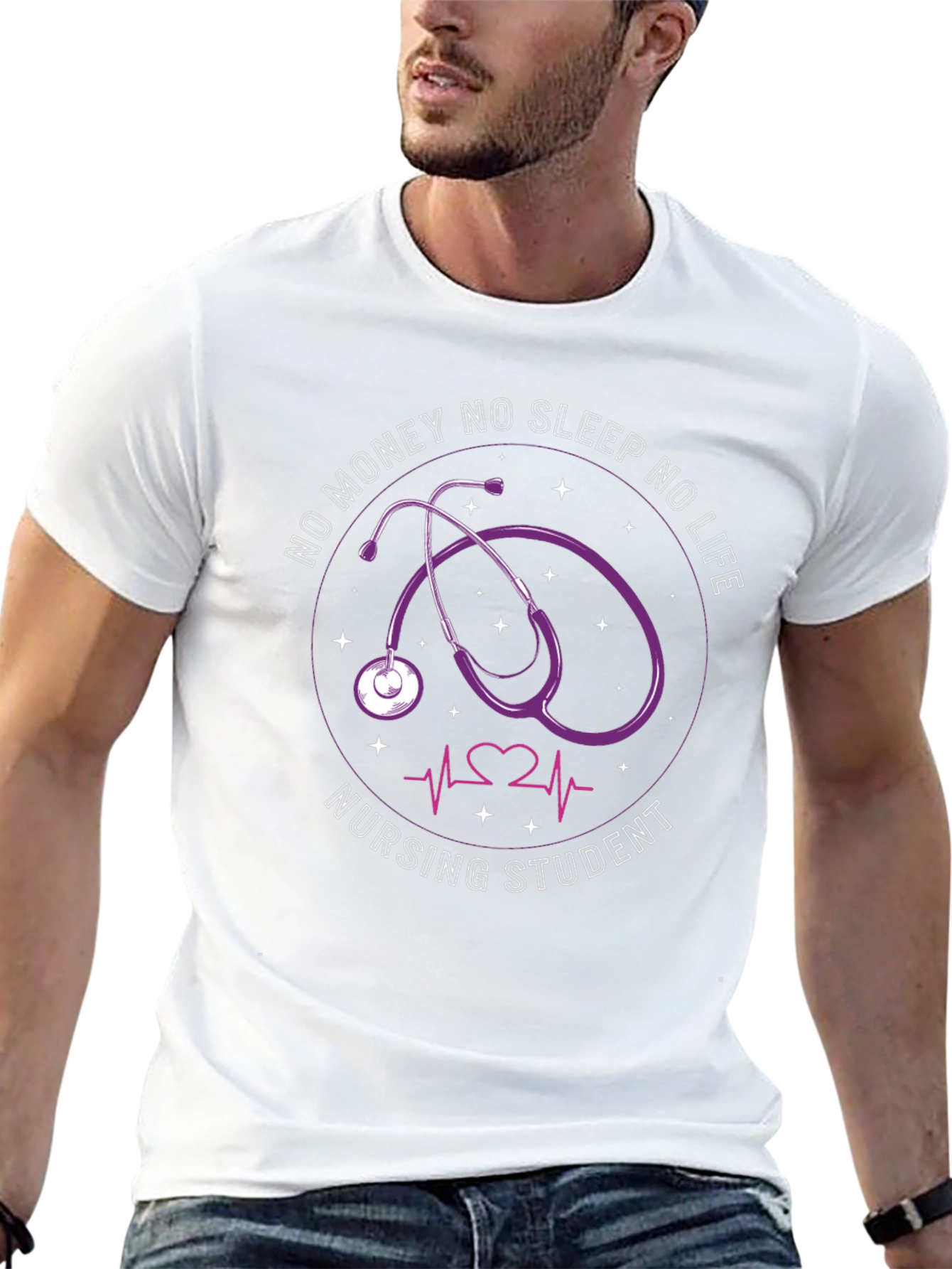 Nursing Student Stethoscope T-Shirt - No Money No Sleep