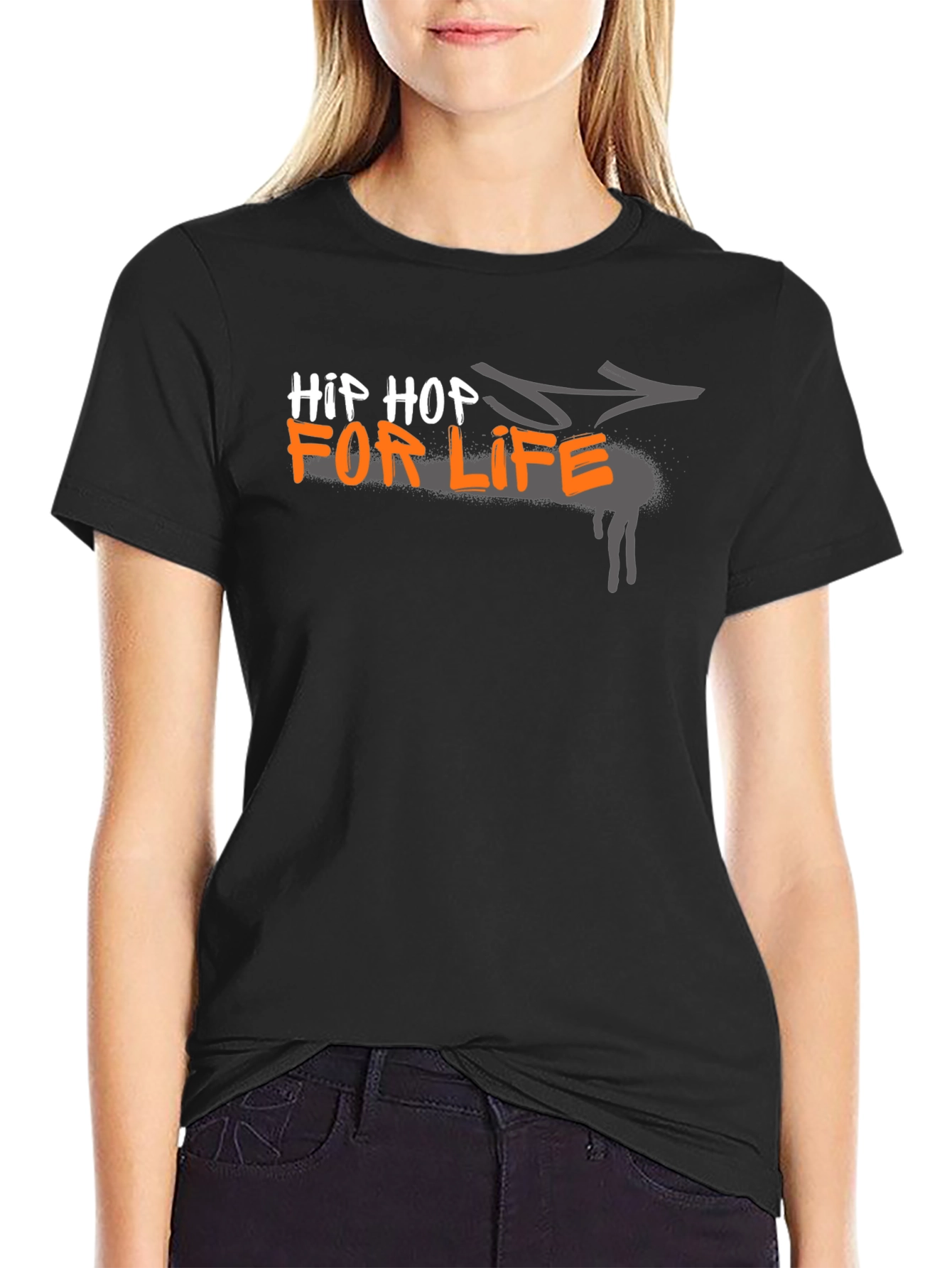 Hip Hop For Life Graphic Black T-Shirt