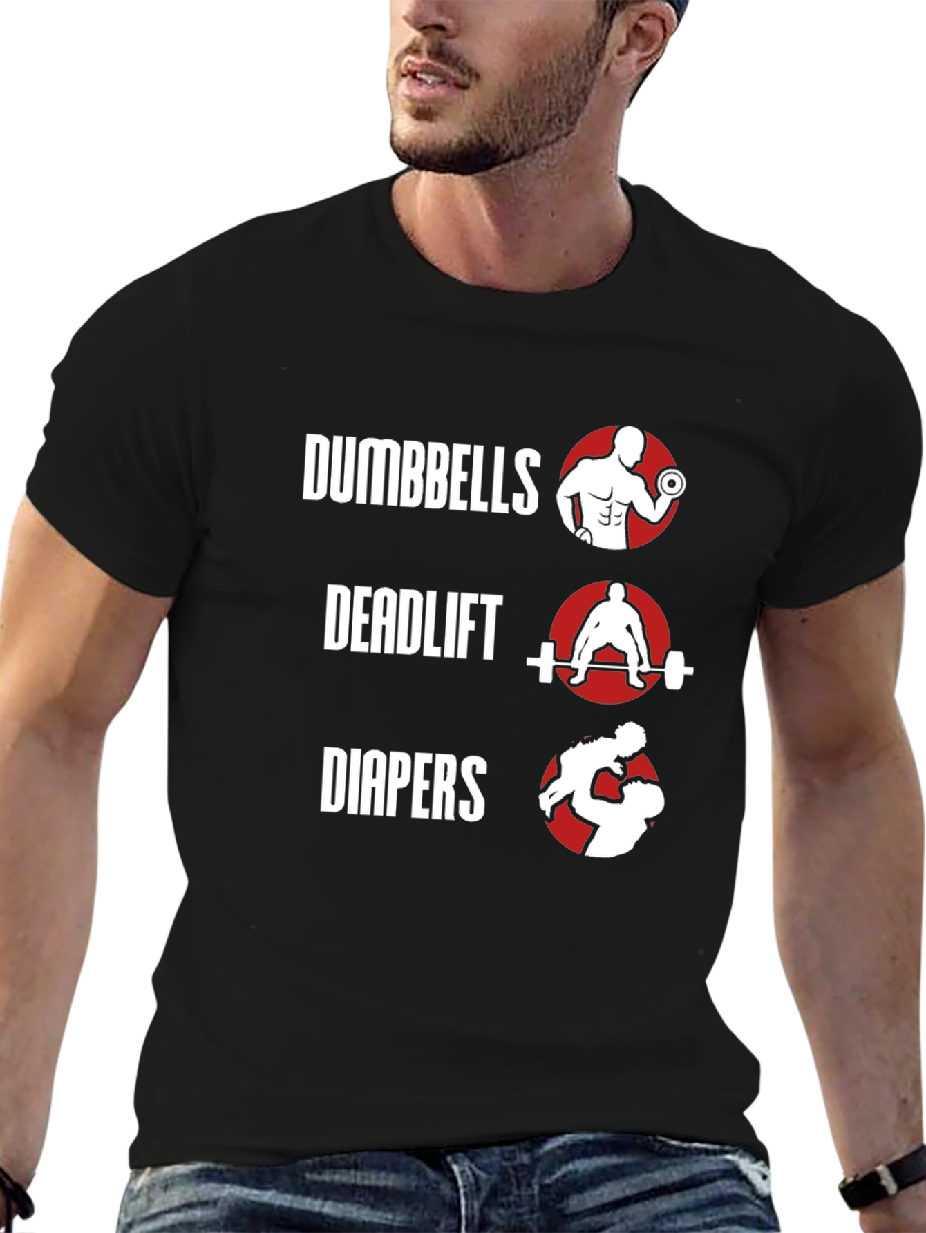 Dumbbells Deadlift Diapers Mens Graphic Tee