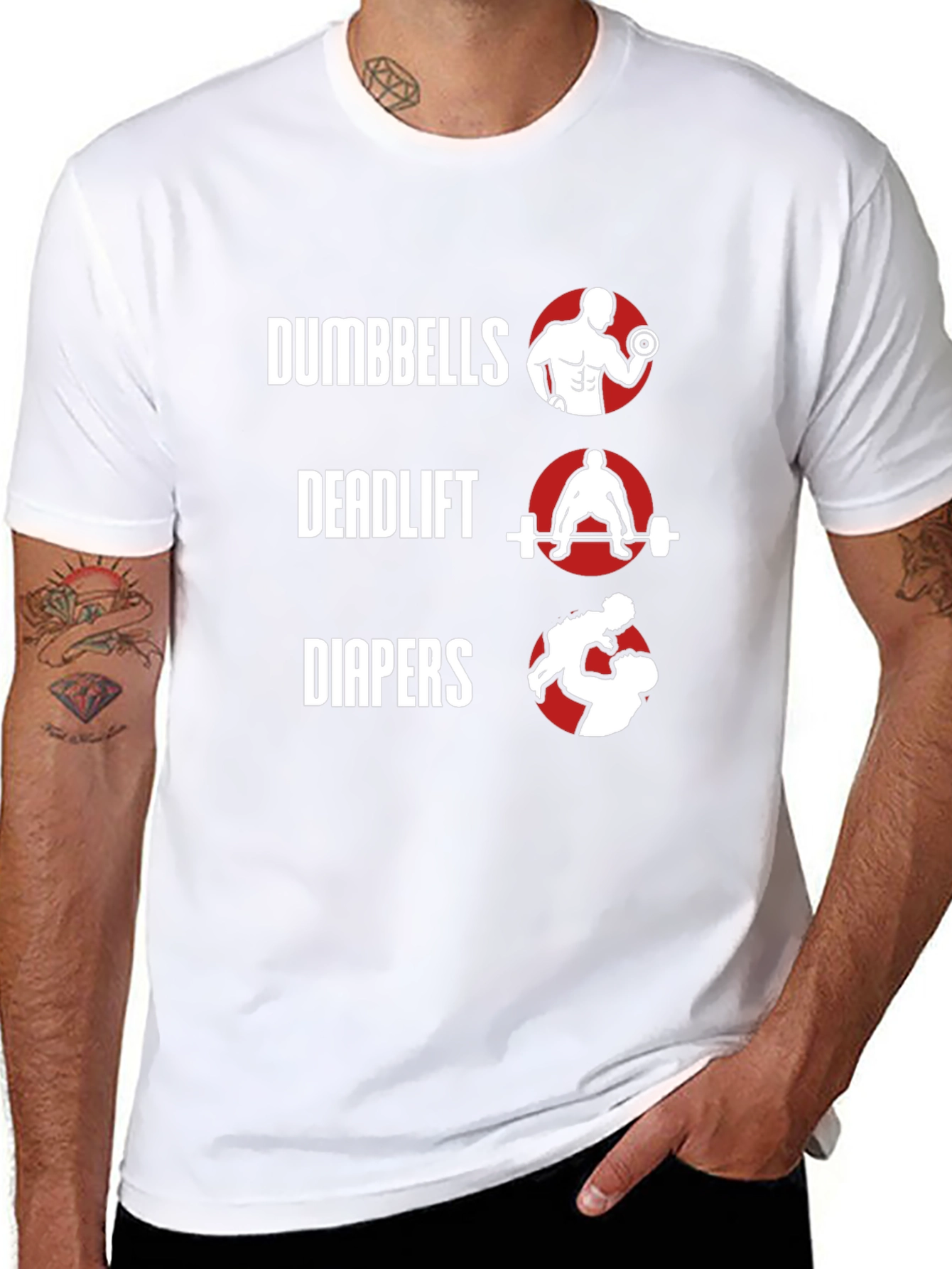 Dumbbells Deadlift Diapers Mens Graphic Tee