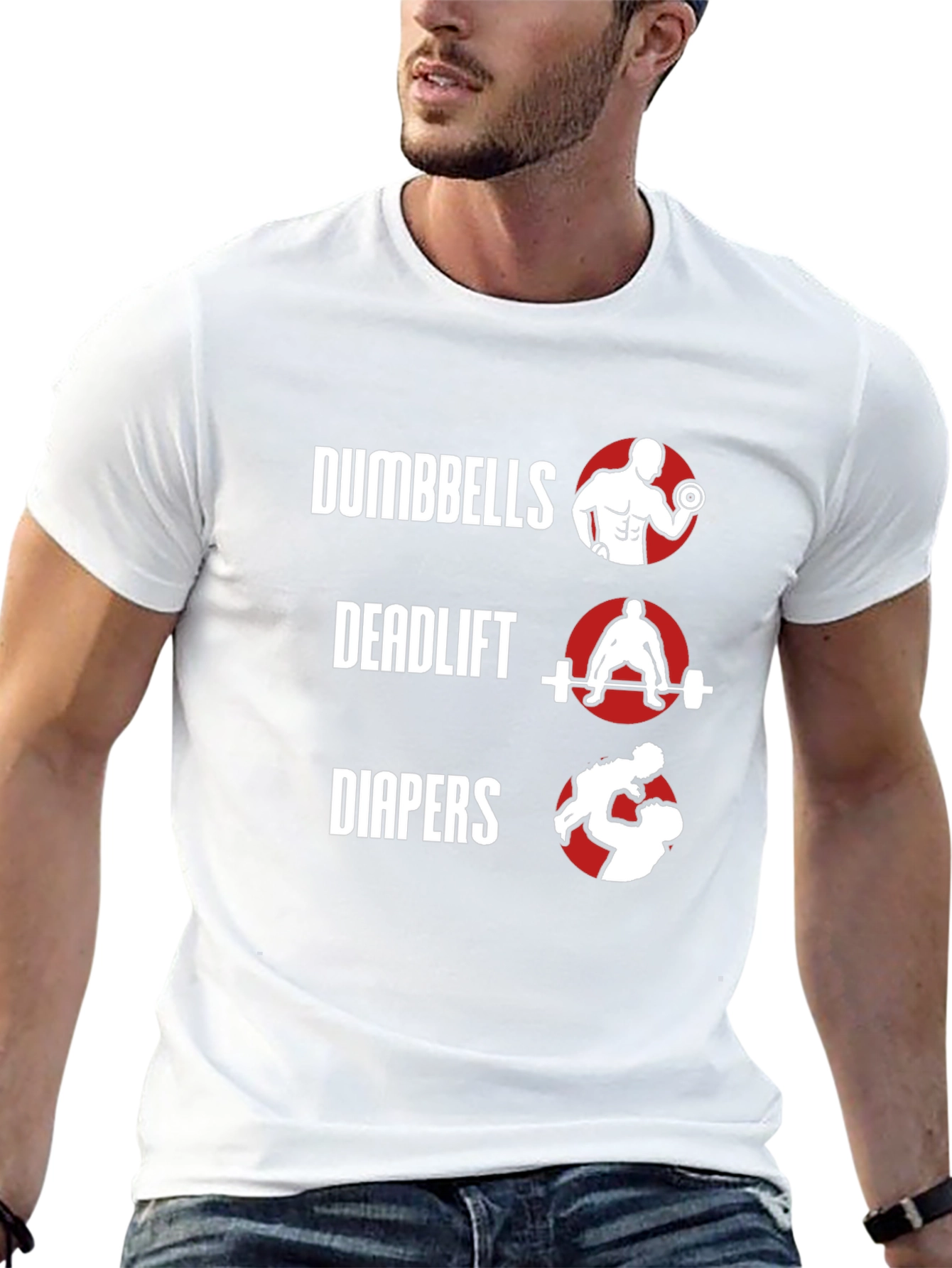 Dumbbells Deadlift Diapers Mens Graphic Tee