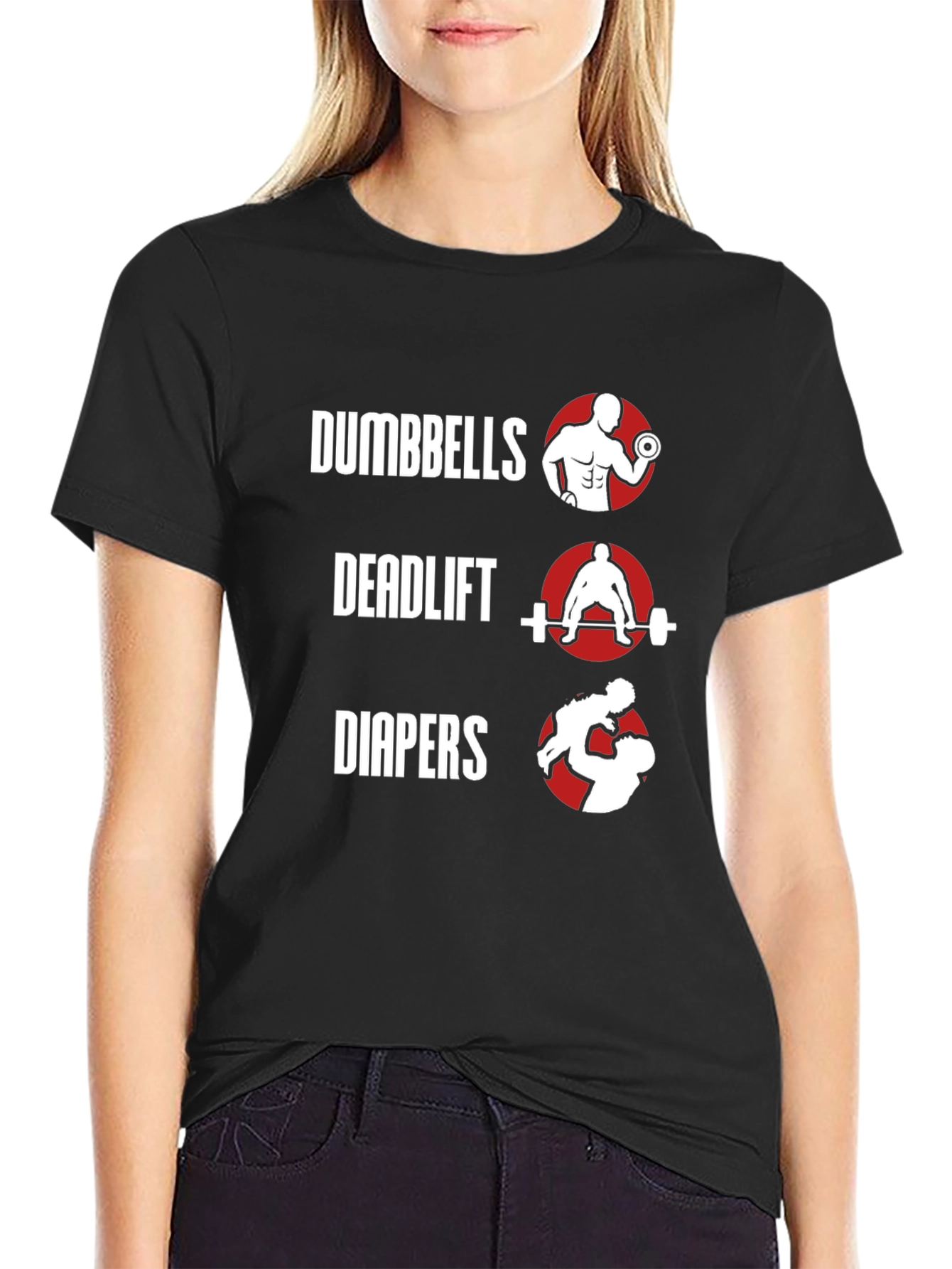 Dumbbells Deadlift Diapers Mens Graphic Tee