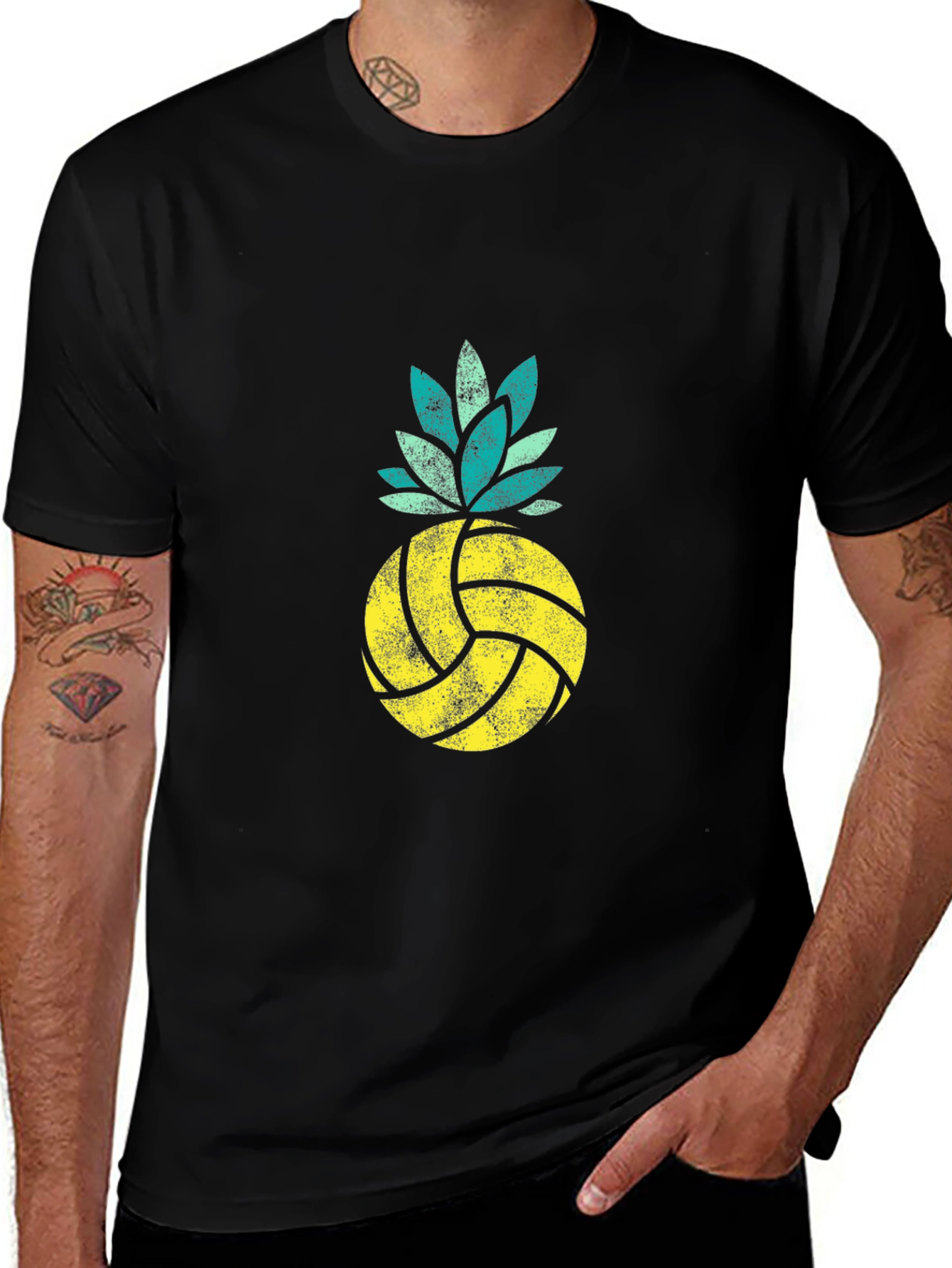 Volleyball Pineapple Graphic Tee - Summer Vibes