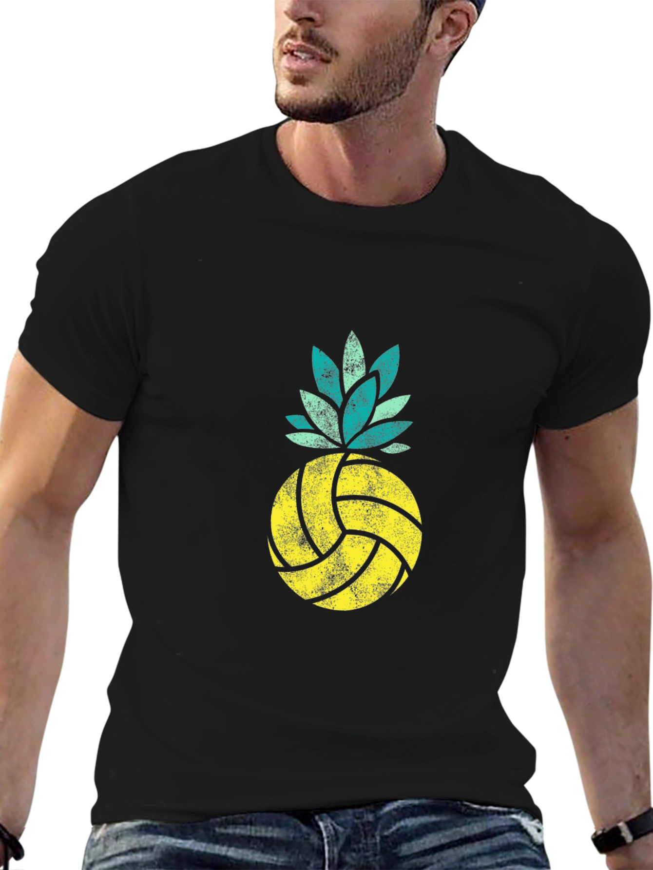 Volleyball Pineapple Graphic Tee - Summer Vibes
