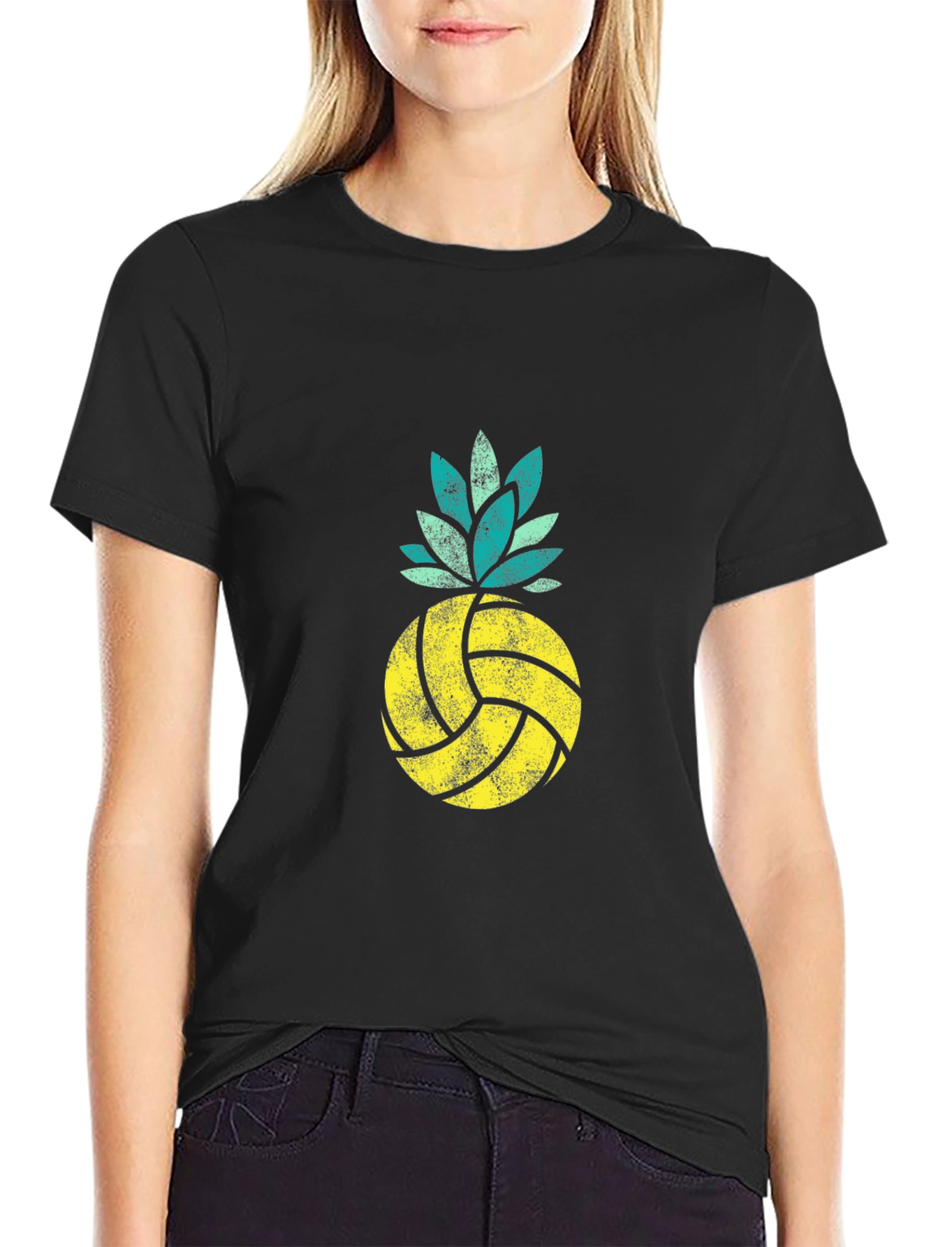 Volleyball Pineapple Graphic Tee - Summer Vibes