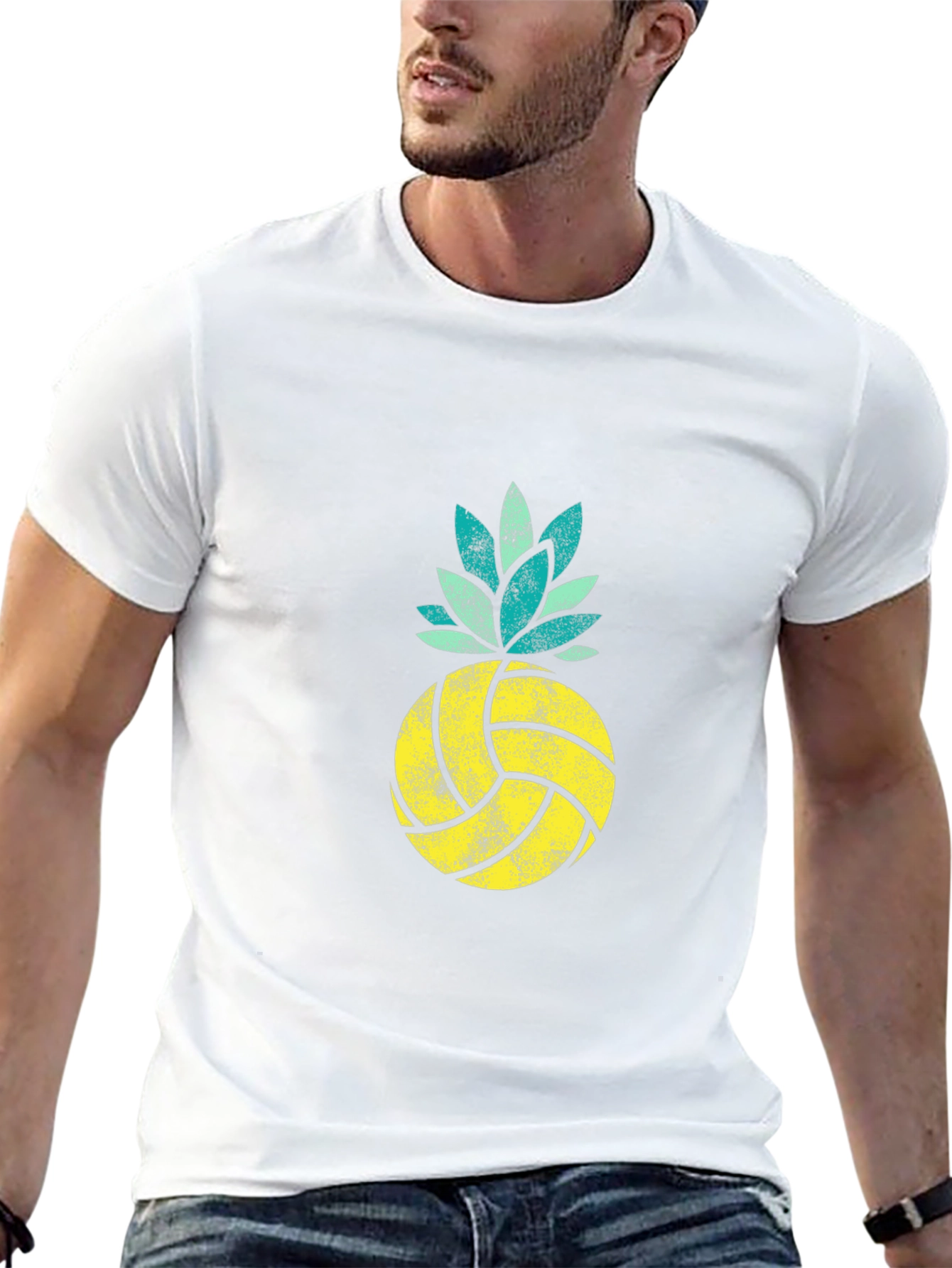 Volleyball Pineapple Graphic Tee - Summer Vibes