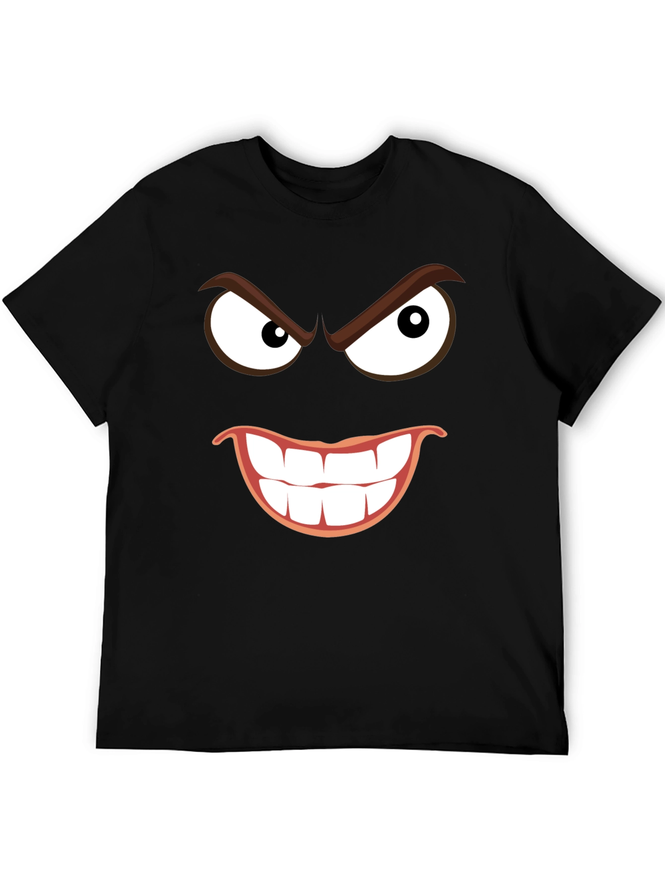 Mens Black Graphic T-Shirt - Evil Smile Design