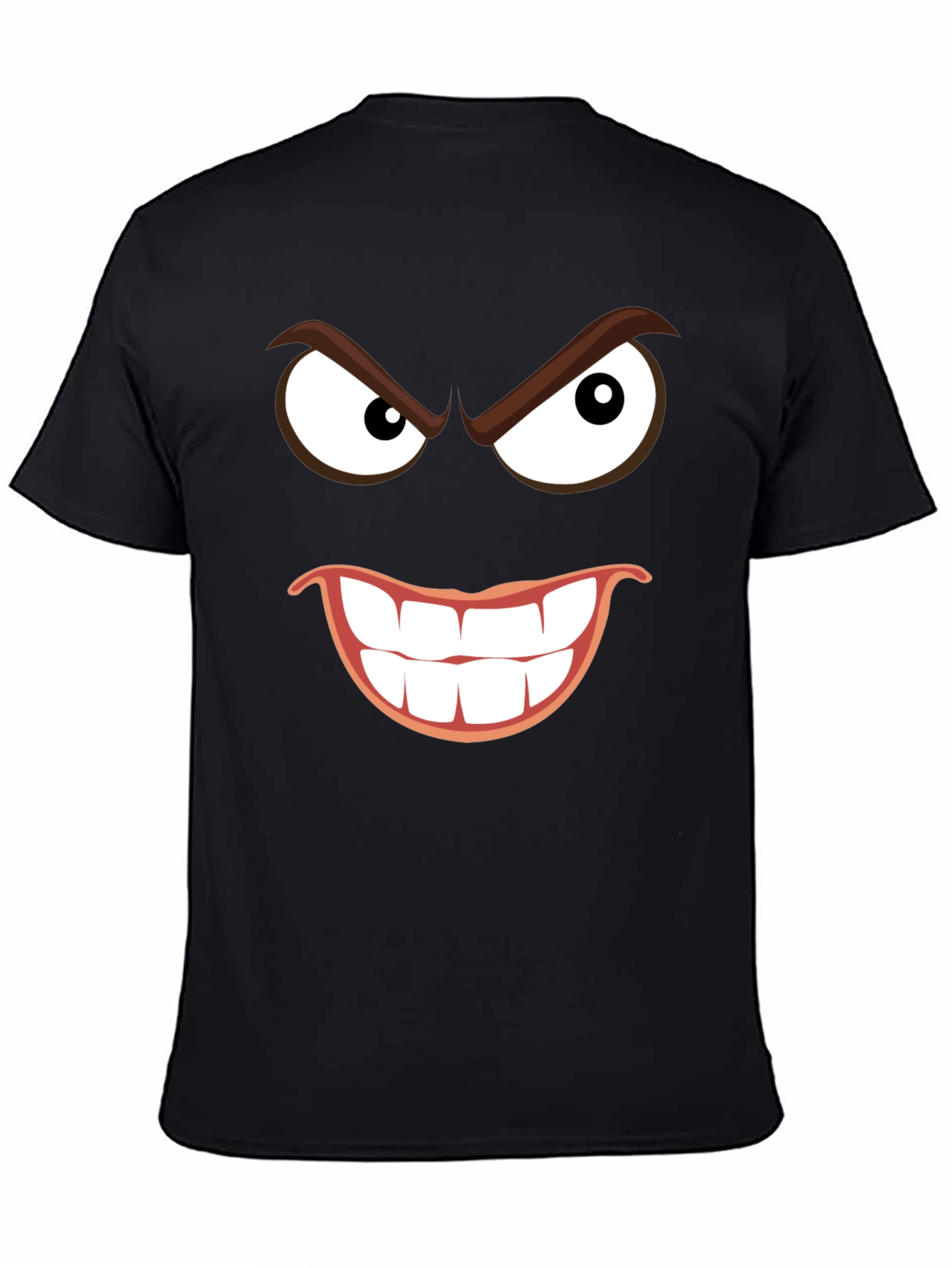 Mens Black Graphic T-Shirt - Evil Smile Design