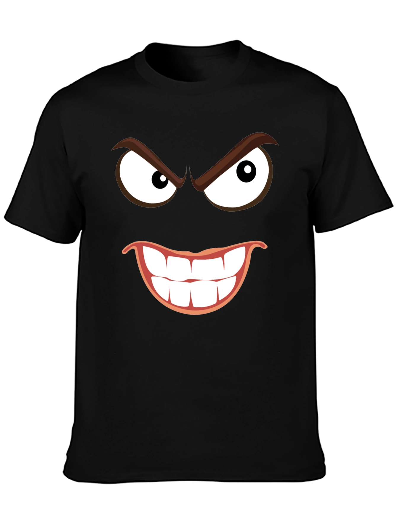 Mens Black Graphic T-Shirt - Evil Smile Design