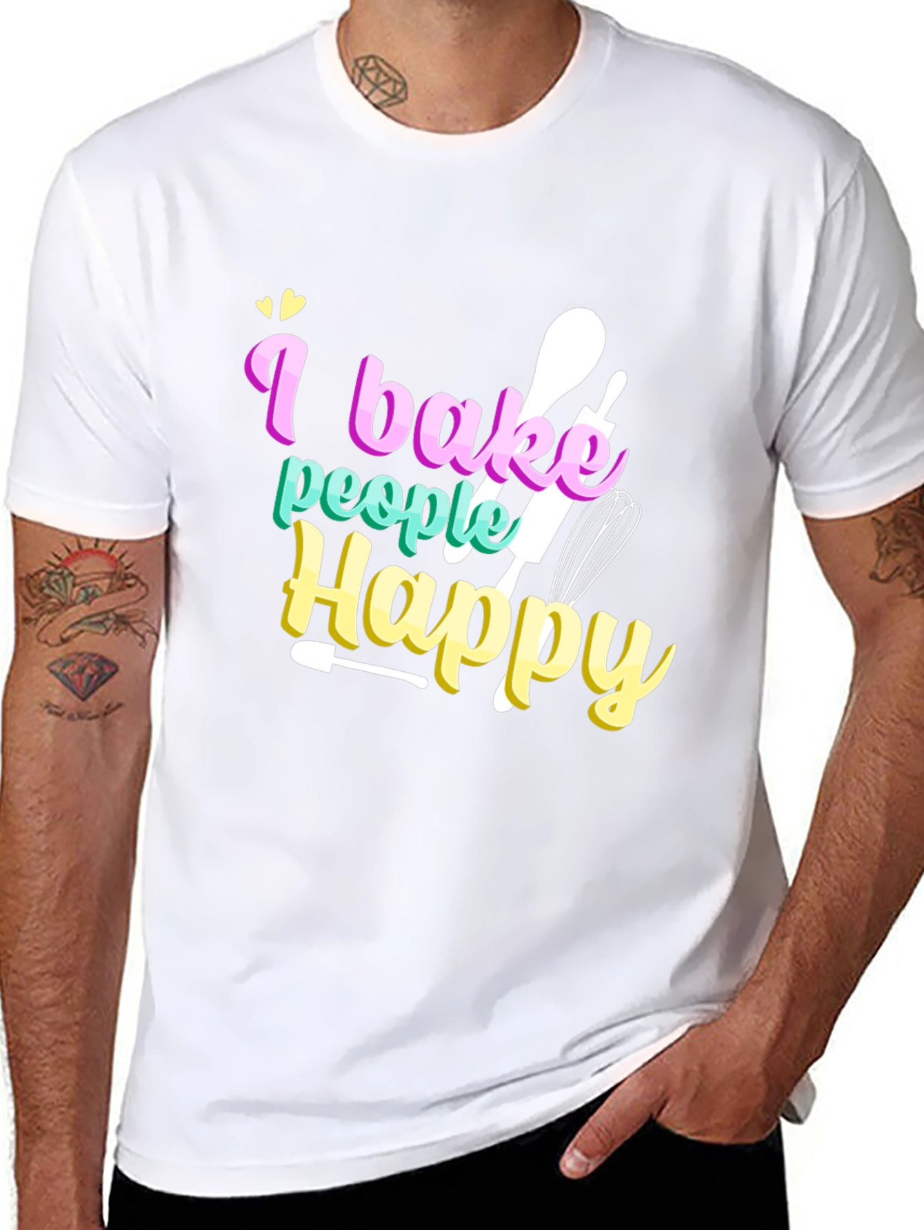 I Bake People Happy Graphic Tee - Black