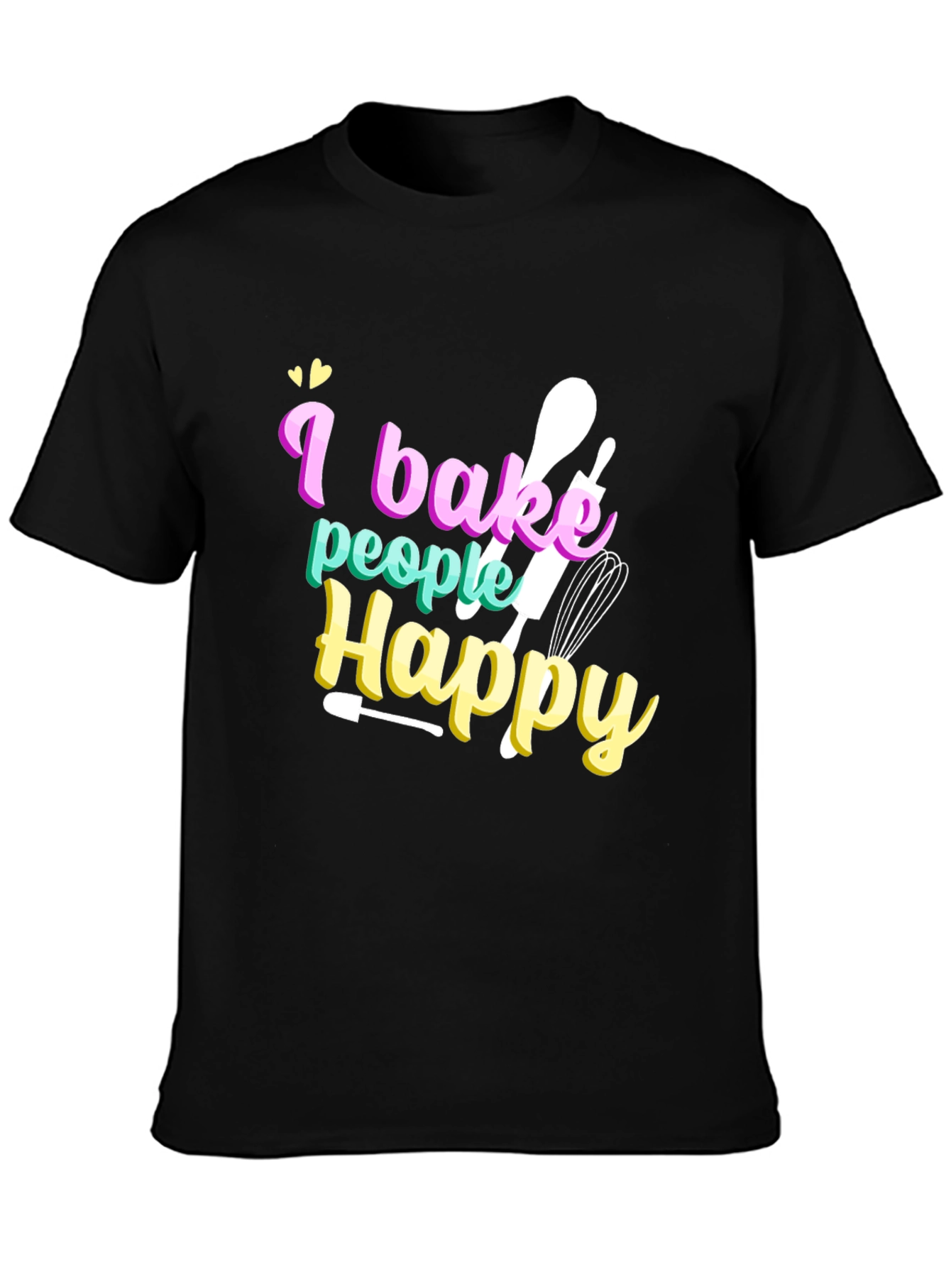 I Bake People Happy Graphic Tee - Black