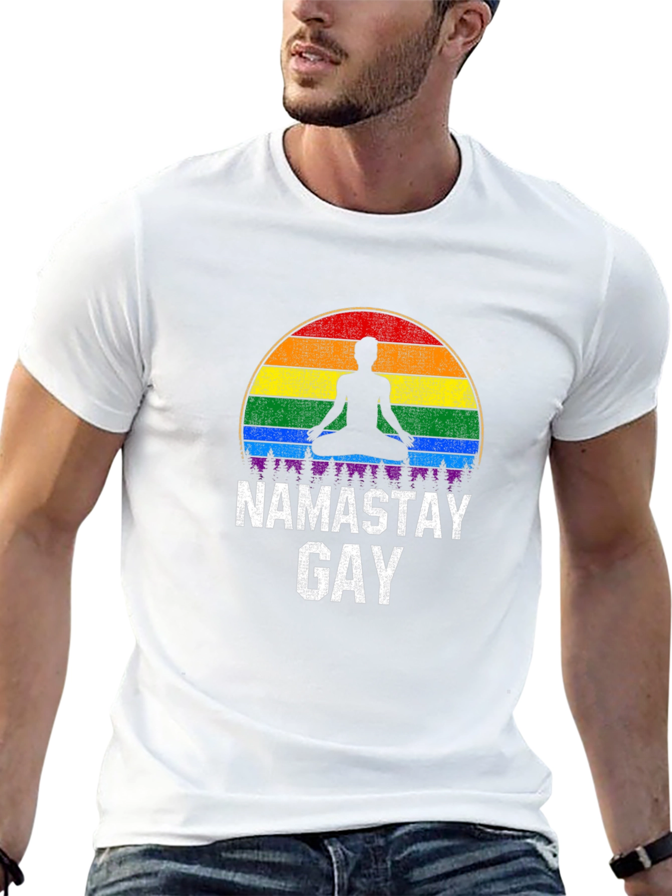 Namastay Gay Pride Rainbow T-Shirt