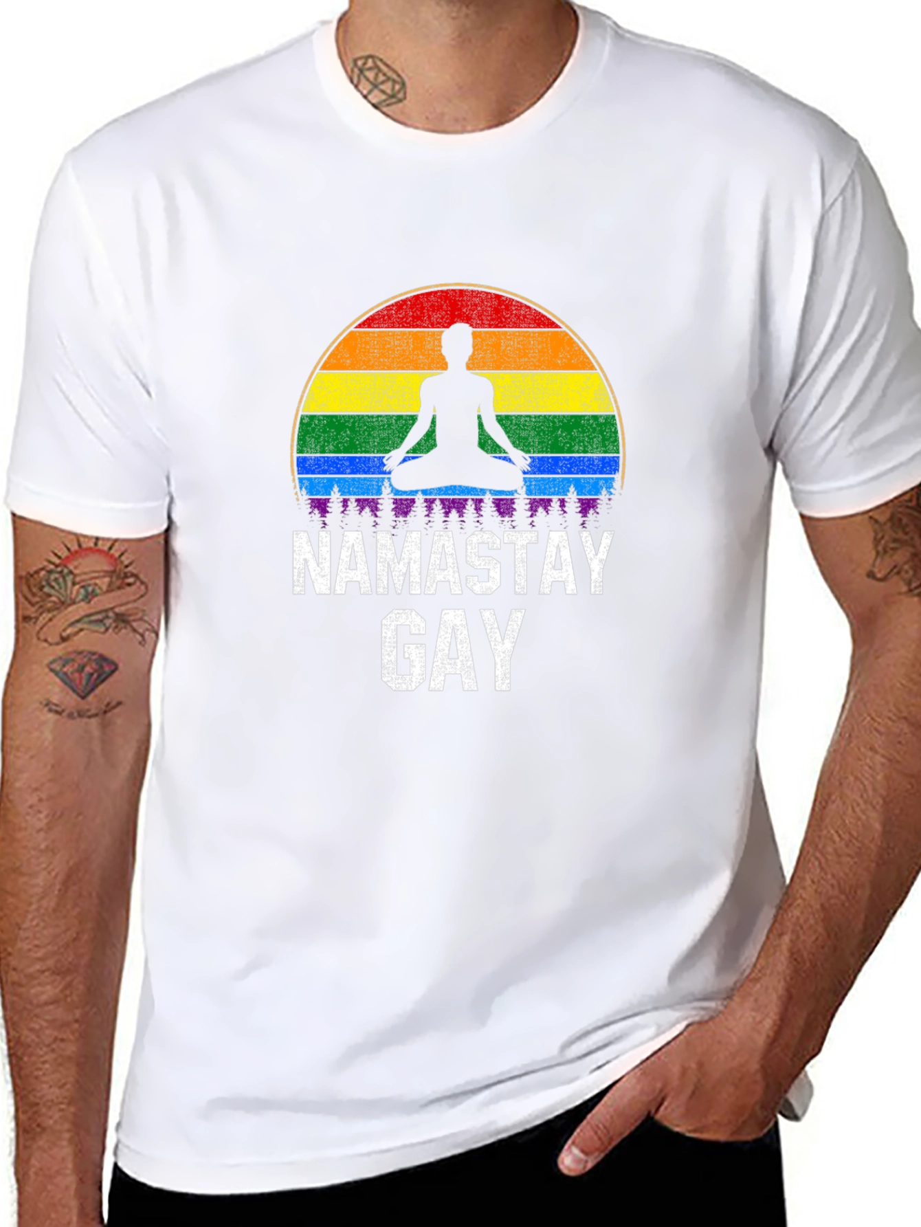 Namastay Gay Pride Rainbow T-Shirt
