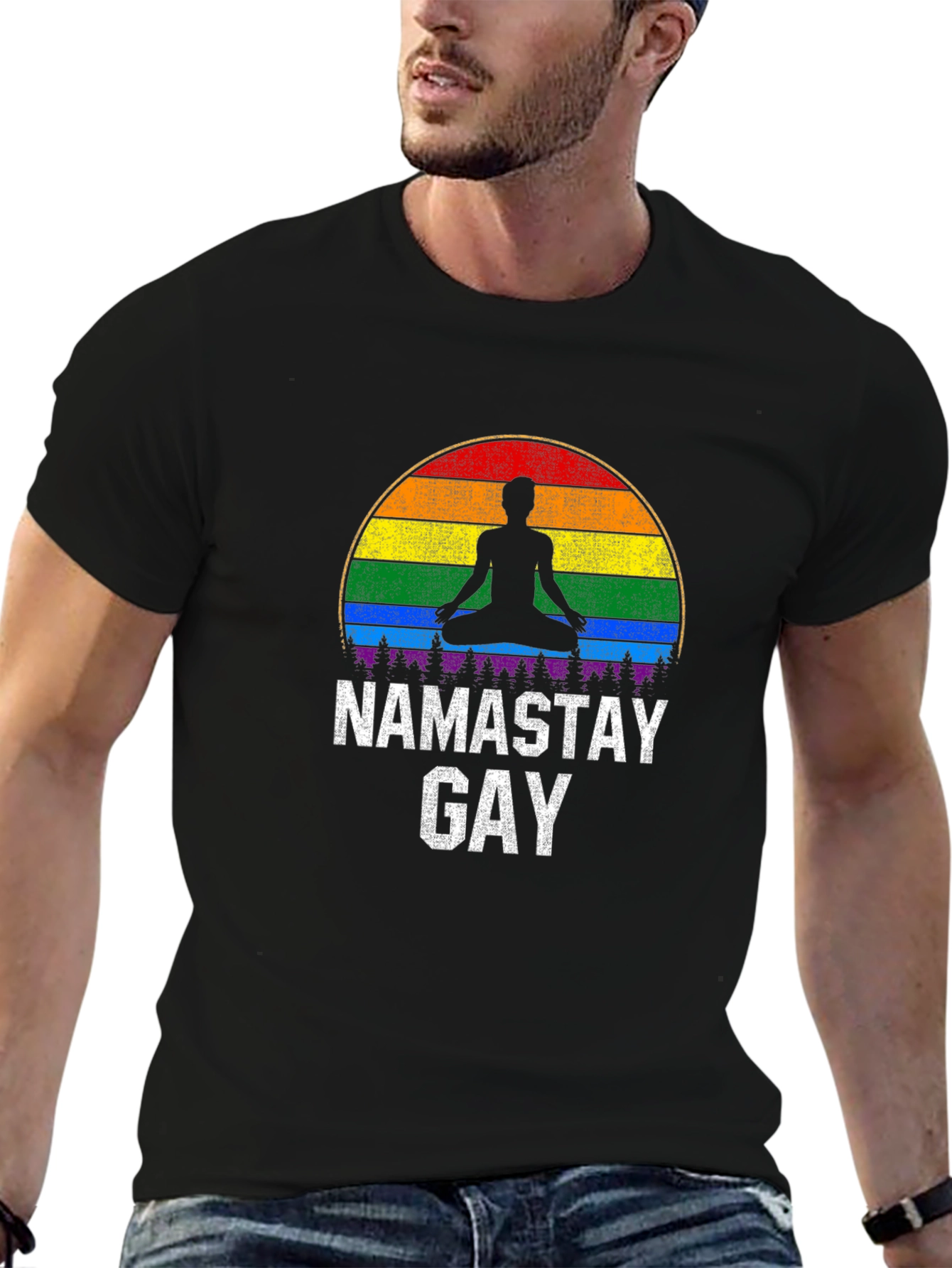Namastay Gay Pride Rainbow T-Shirt