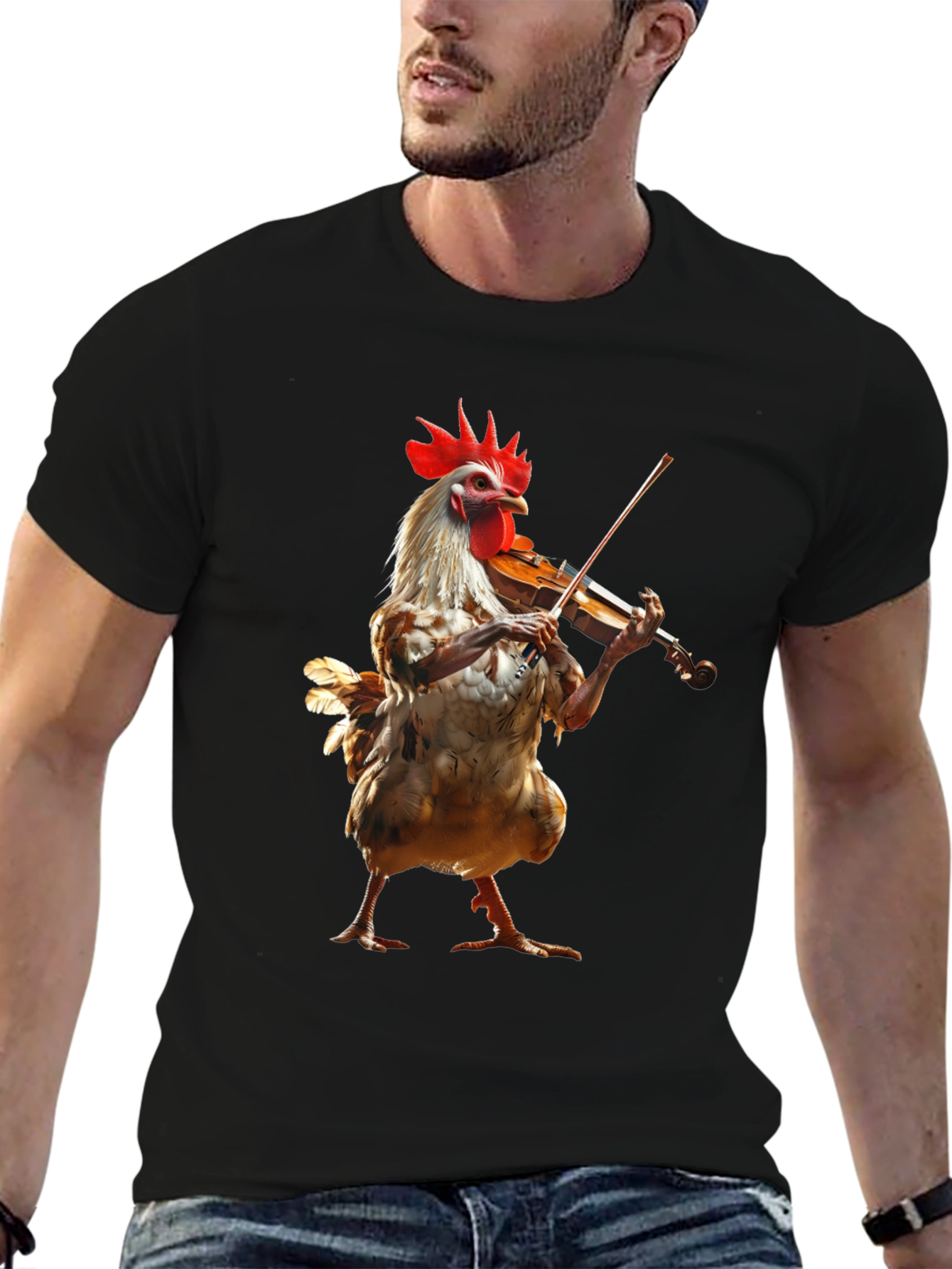 Chicken Playing Violin Graphic Tee