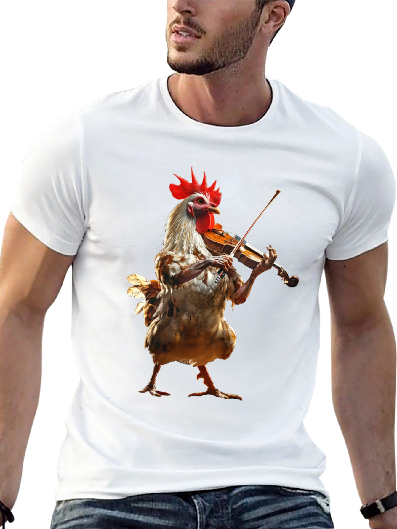 Chicken Playing Violin Graphic Tee