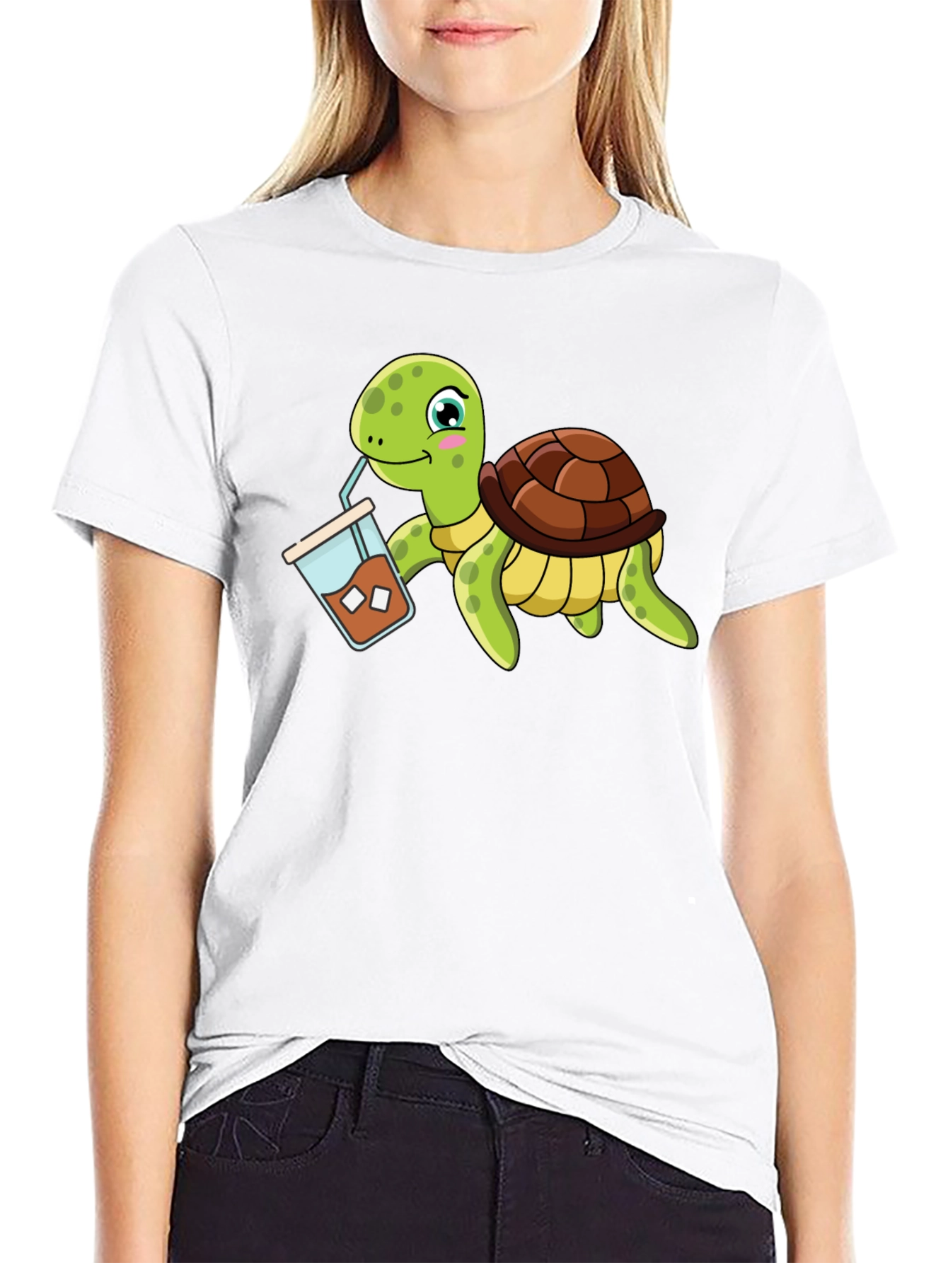 Turtle Drinking Iced Coffee T-Shirt