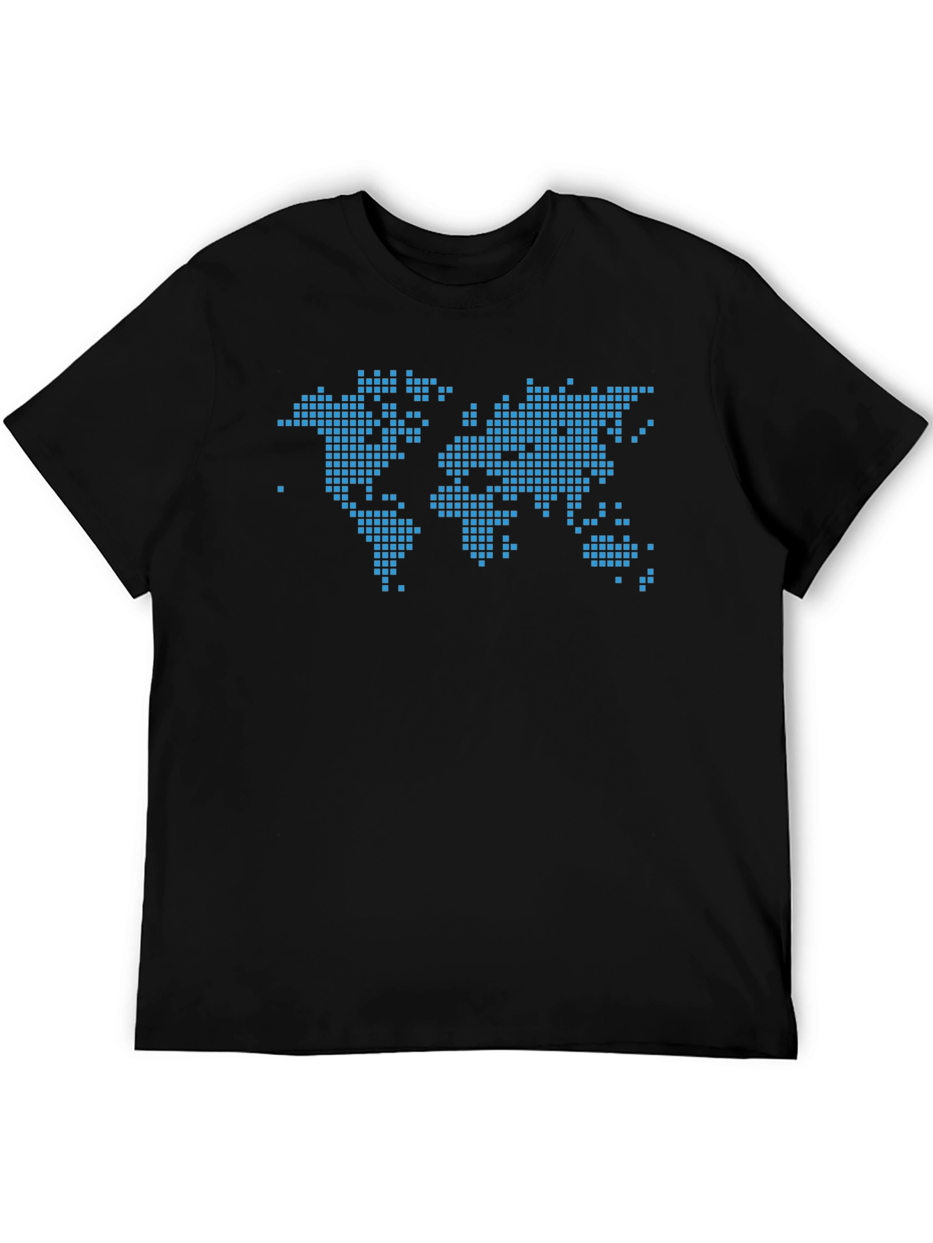 Pixelated World Map Graphic Tee - Black