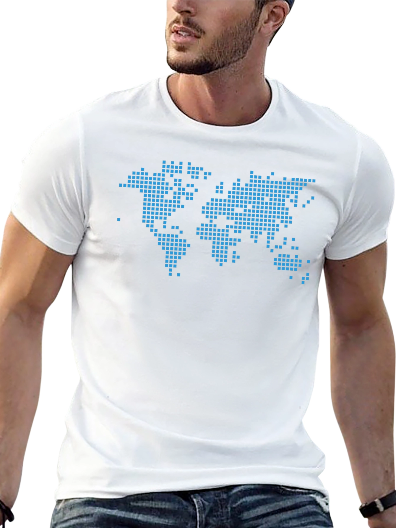 Pixelated World Map Graphic Tee - Black