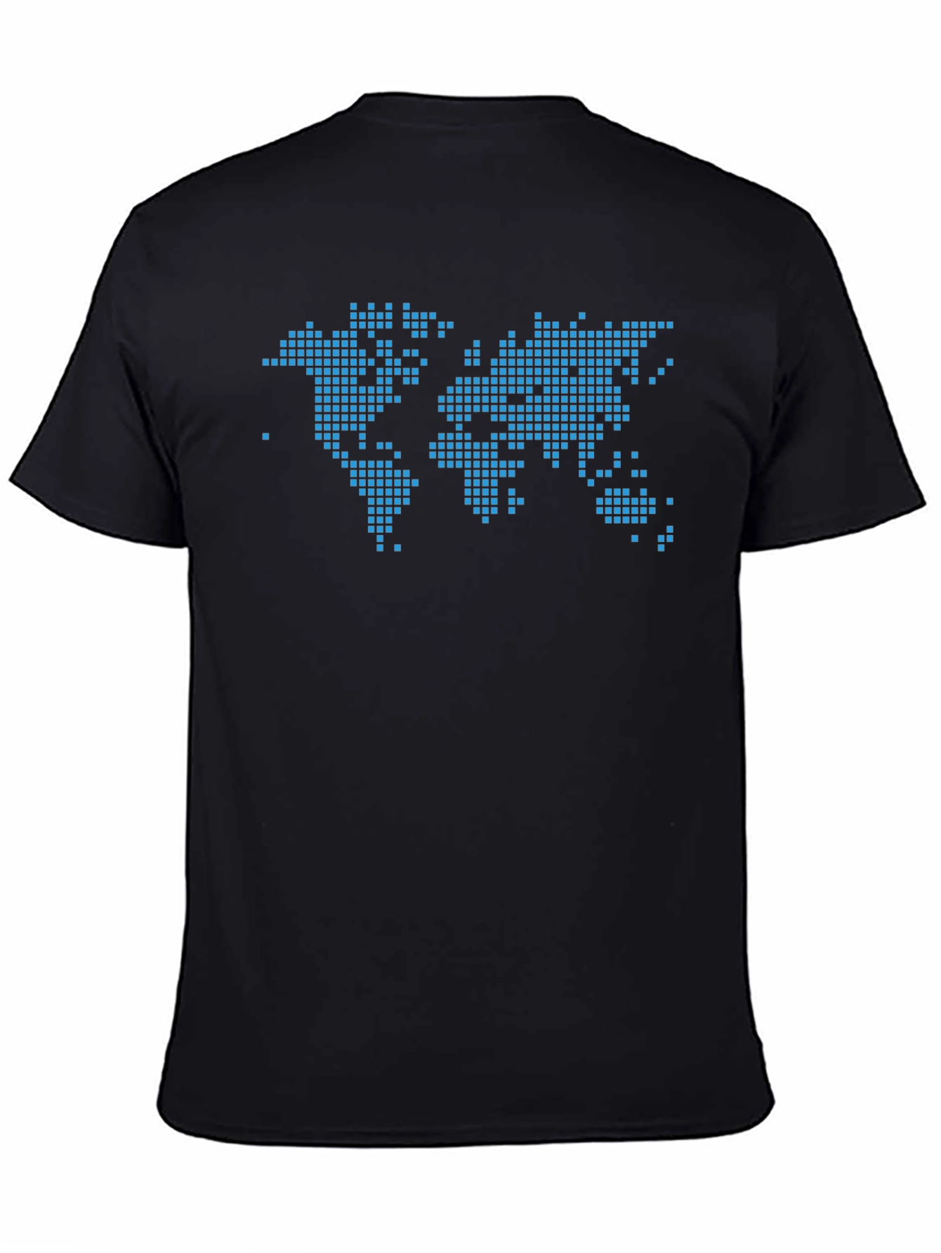 Pixelated World Map Graphic Tee - Black
