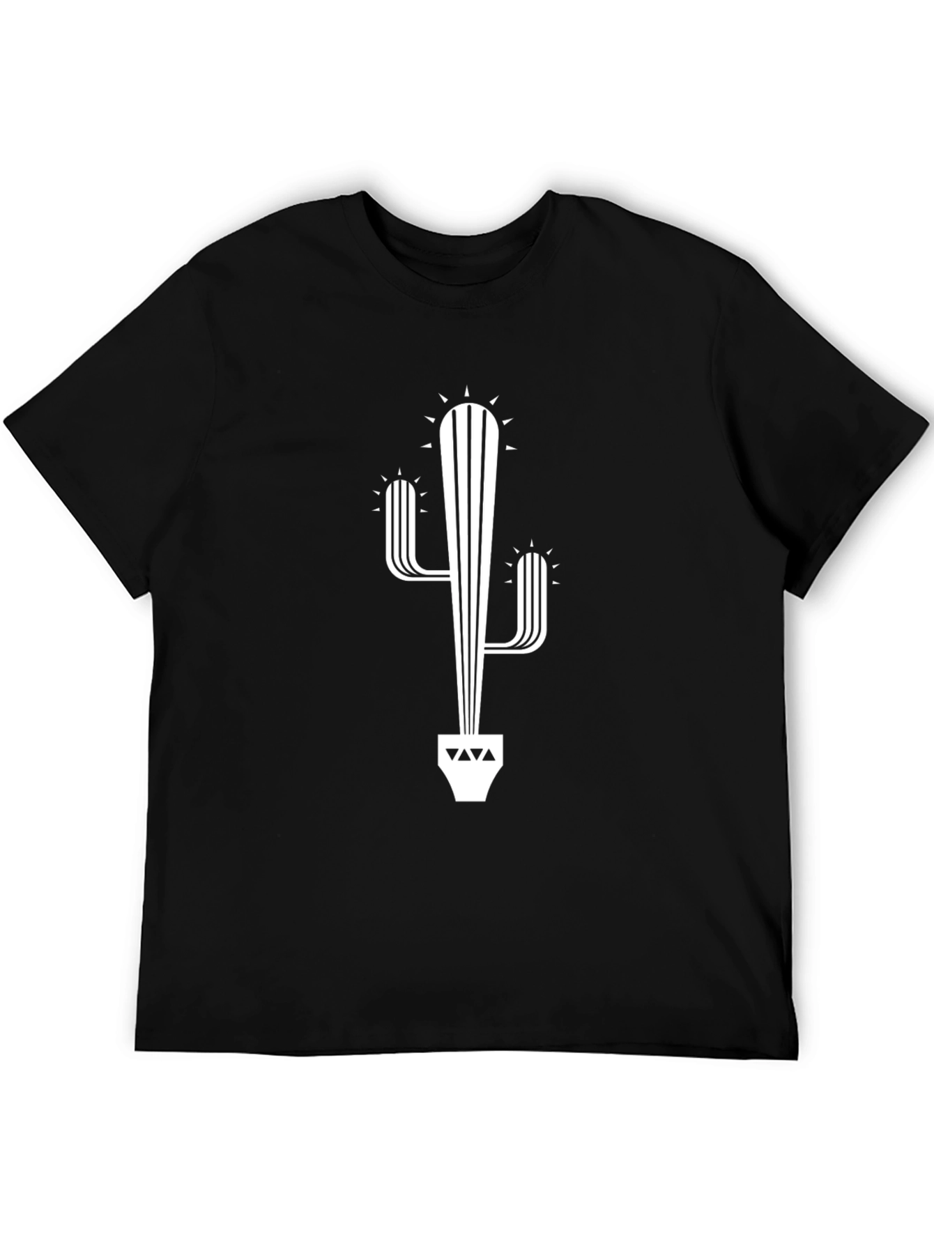 Modern Cactus Graphic Tee - Black Cotton Blend