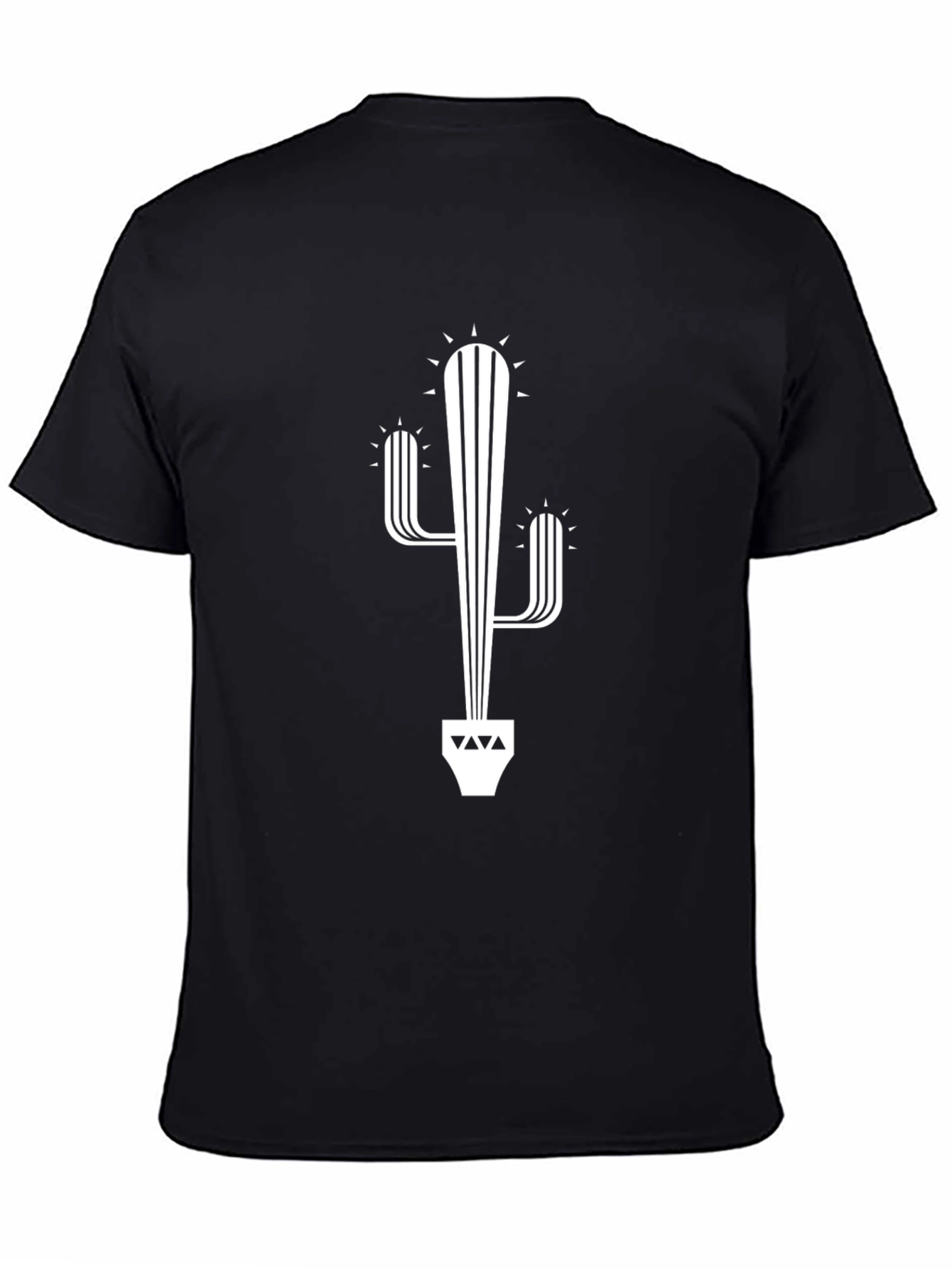 Modern Cactus Graphic Tee - Black Cotton Blend