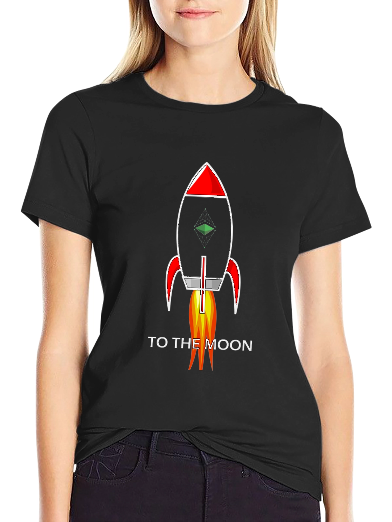 To The Moon Rocket T-Shirt - Black