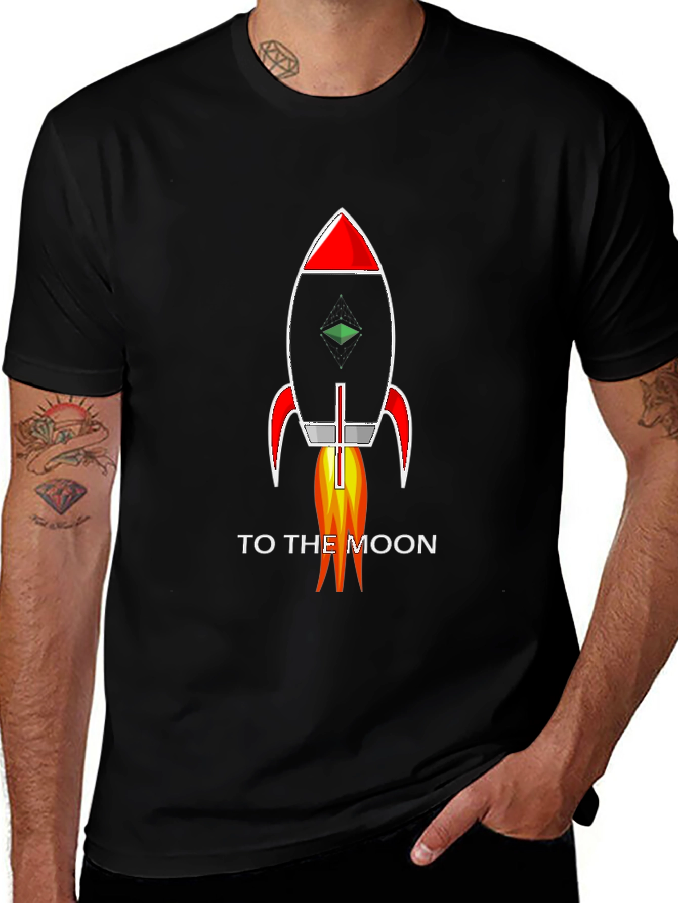 To The Moon Rocket T-Shirt - Black