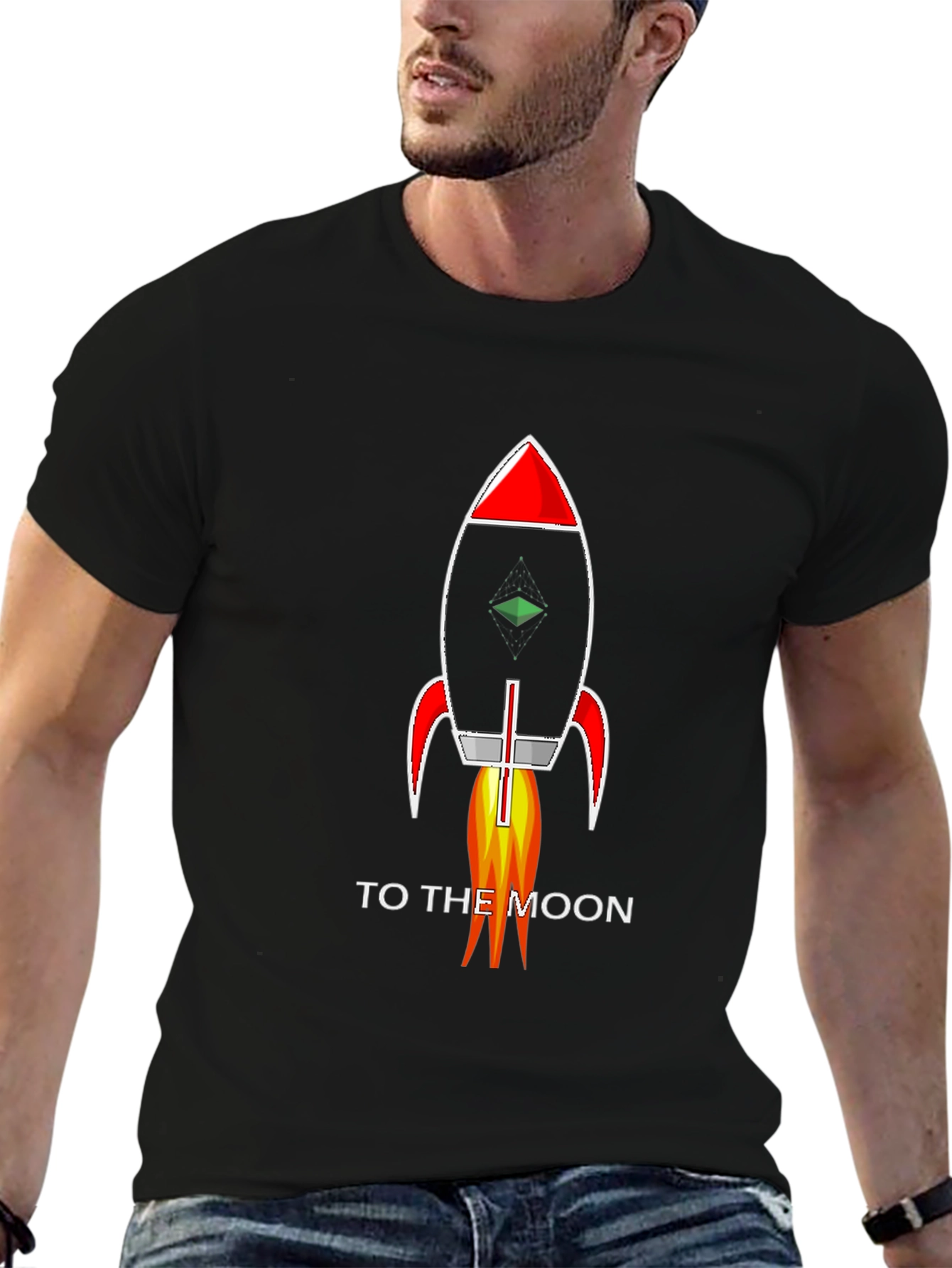 To The Moon Rocket T-Shirt - Black