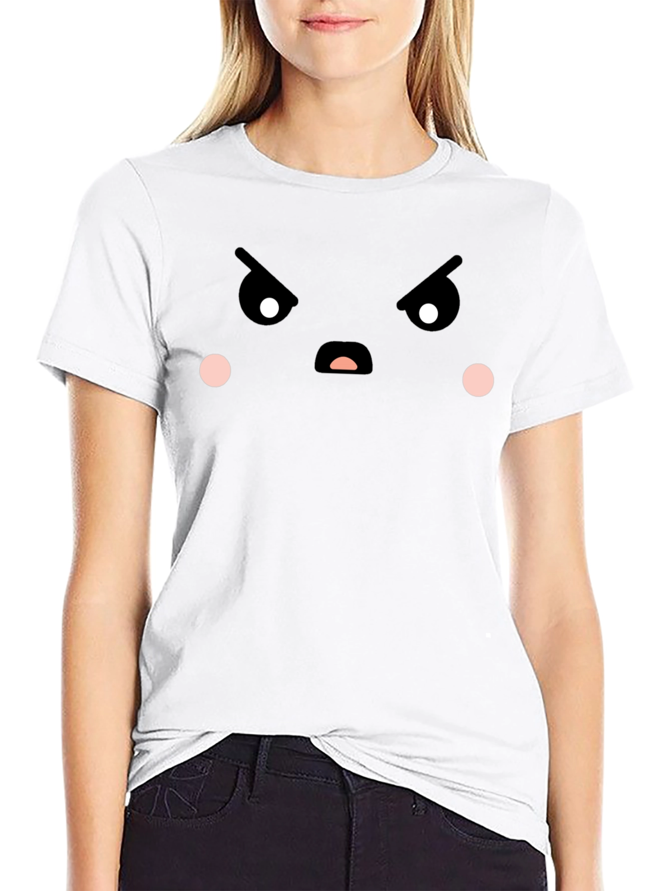 Funny Angry Face Graphic Black T-Shirt