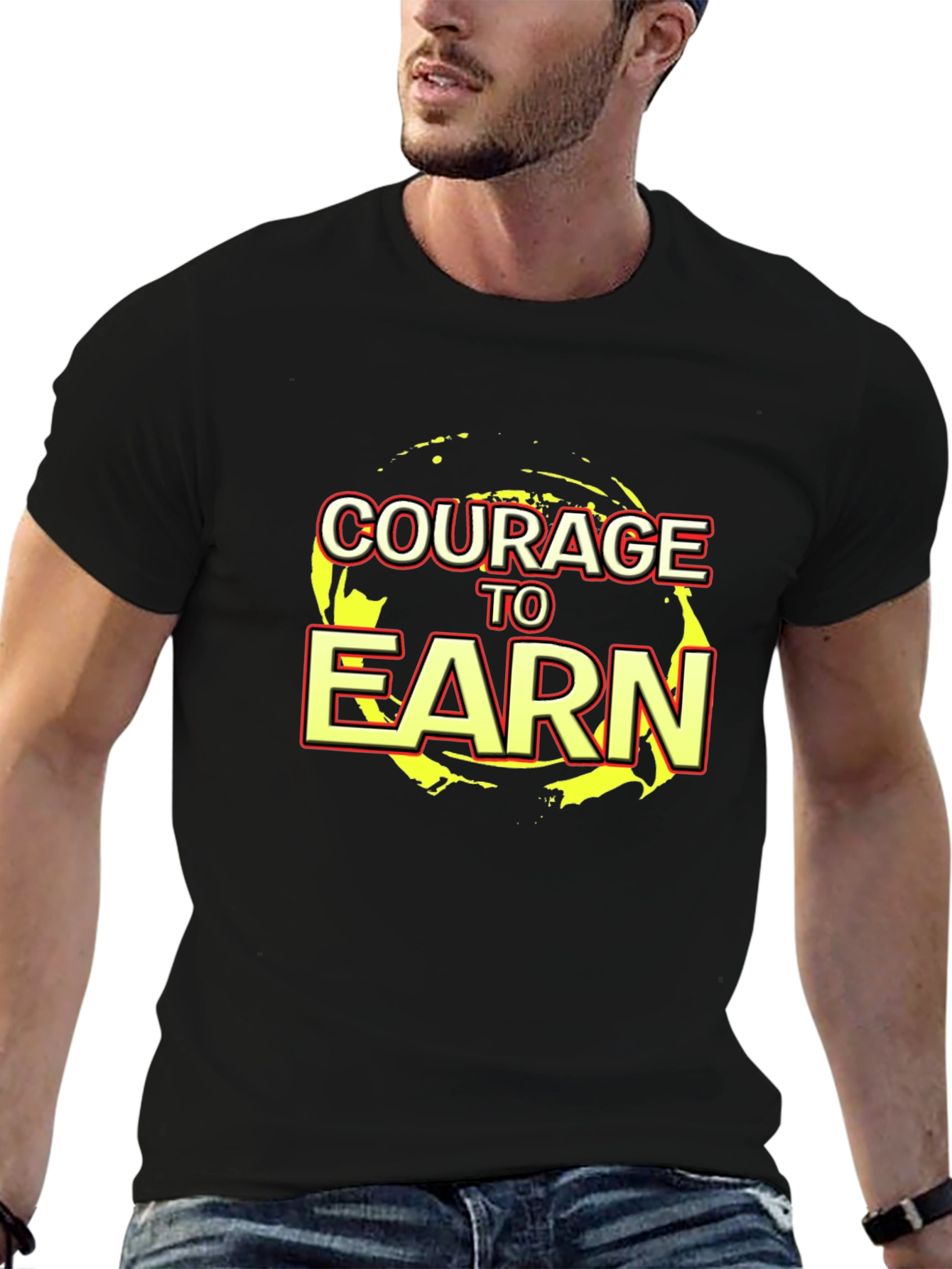 Courage to Earn Graphic Black T-Shirt
