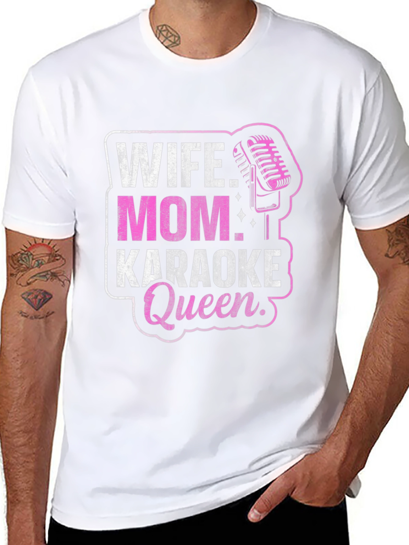 Wife Mom Karaoke Queen Black T-Shirt