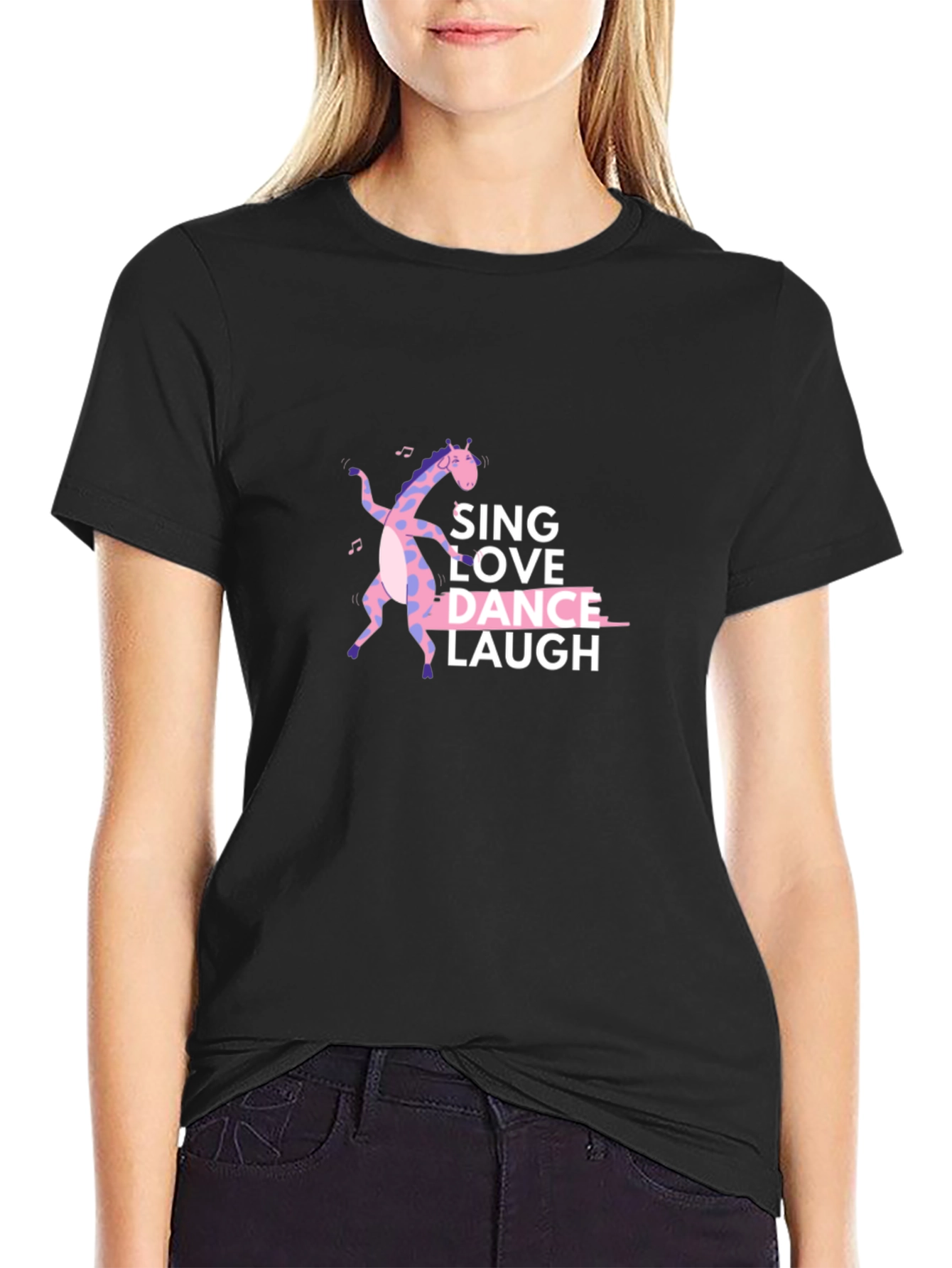 Dance Giraffe Graphic T-Shirt - Sing Love Laugh