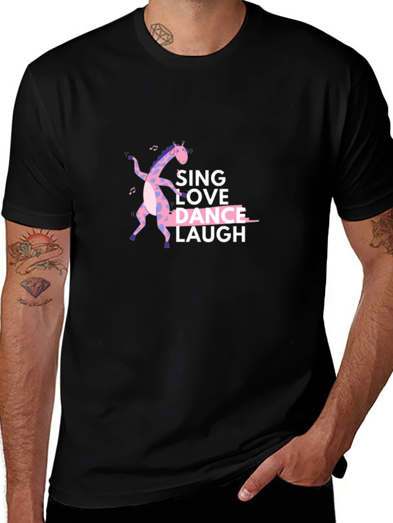 Dance Giraffe Graphic T-Shirt - Sing Love Laugh