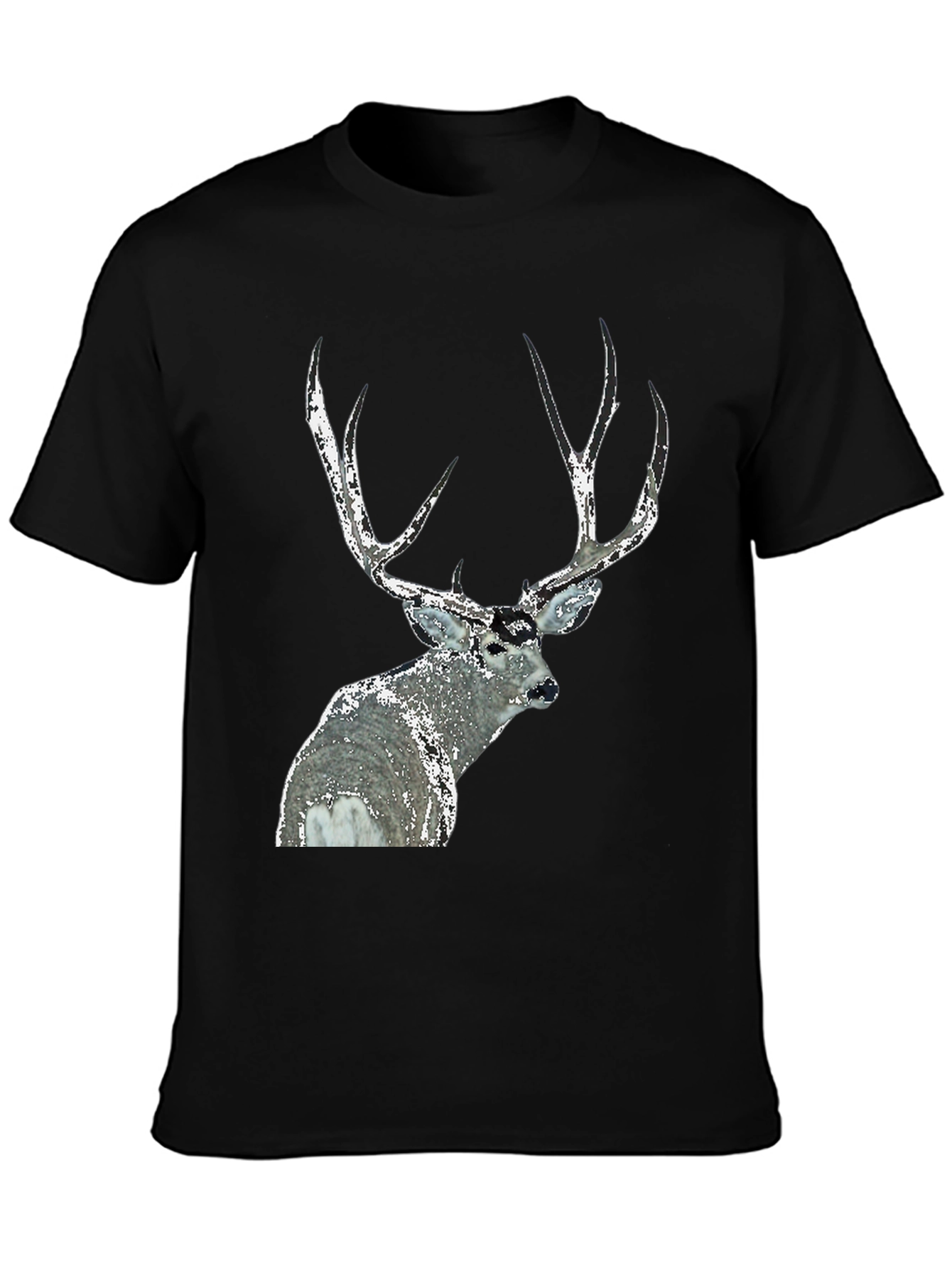 Deer Graphic Tee - Black Short Sleeve