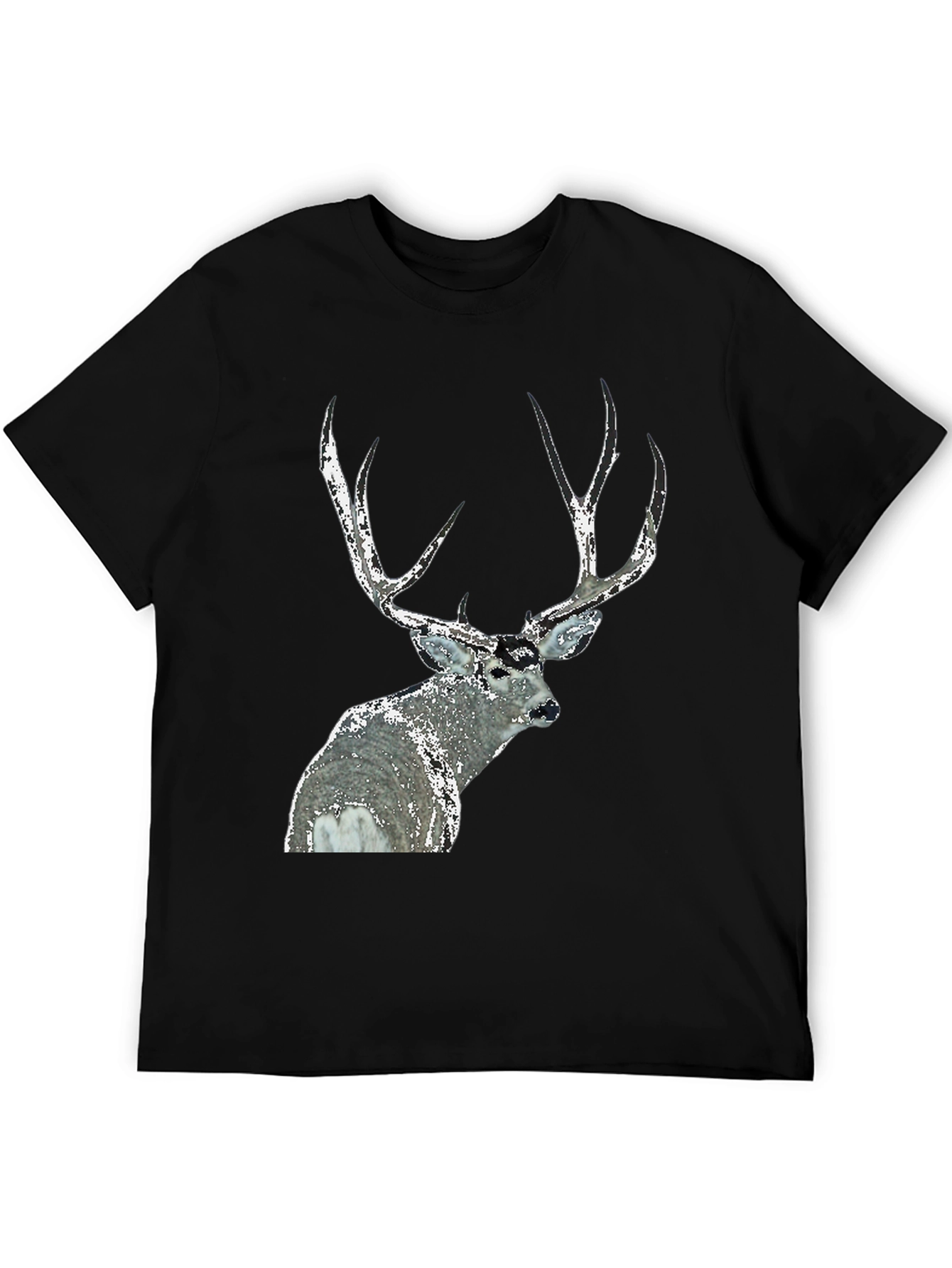 Deer Graphic Tee - Black Short Sleeve