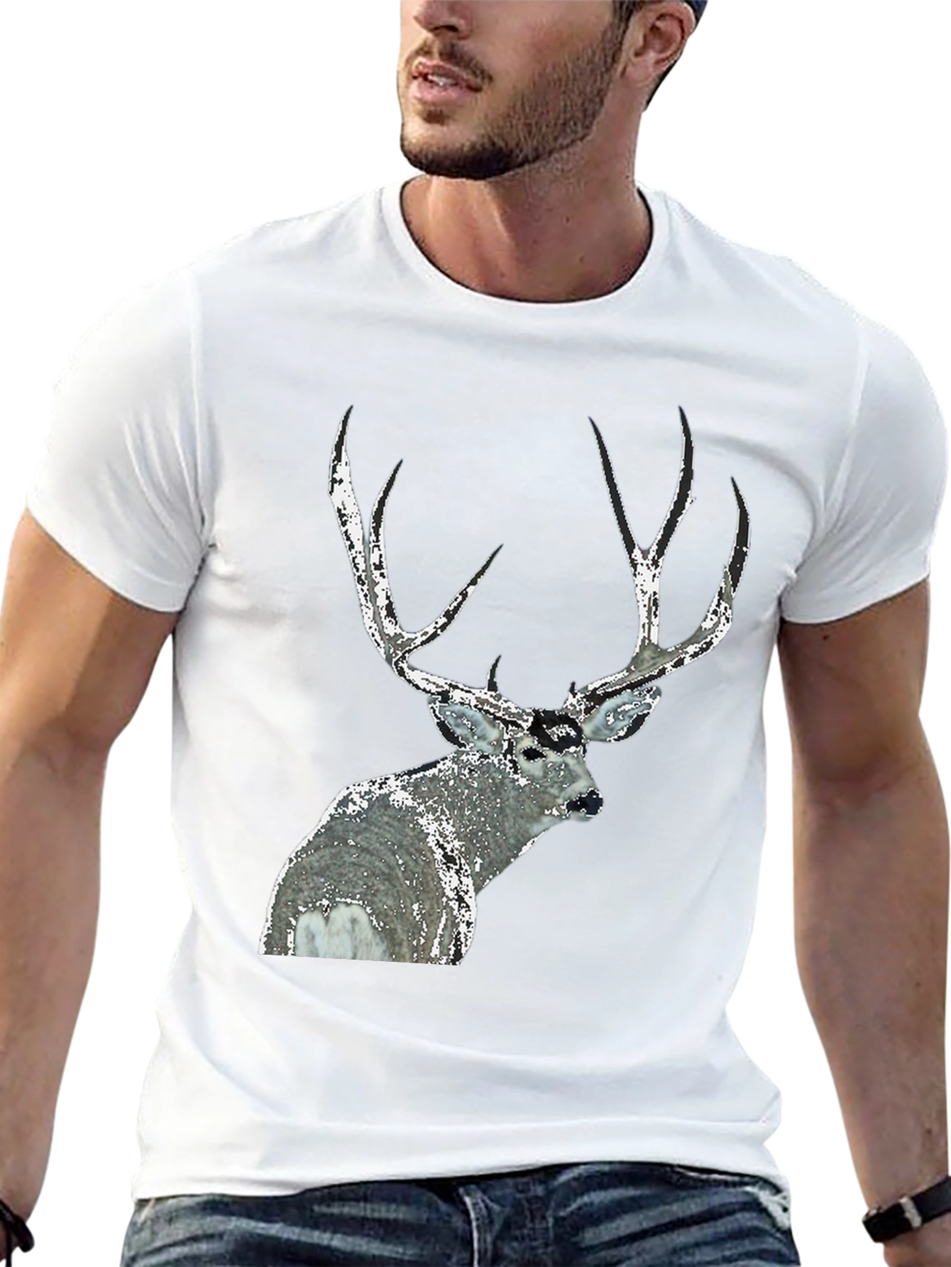 Deer Graphic Tee - Black Short Sleeve