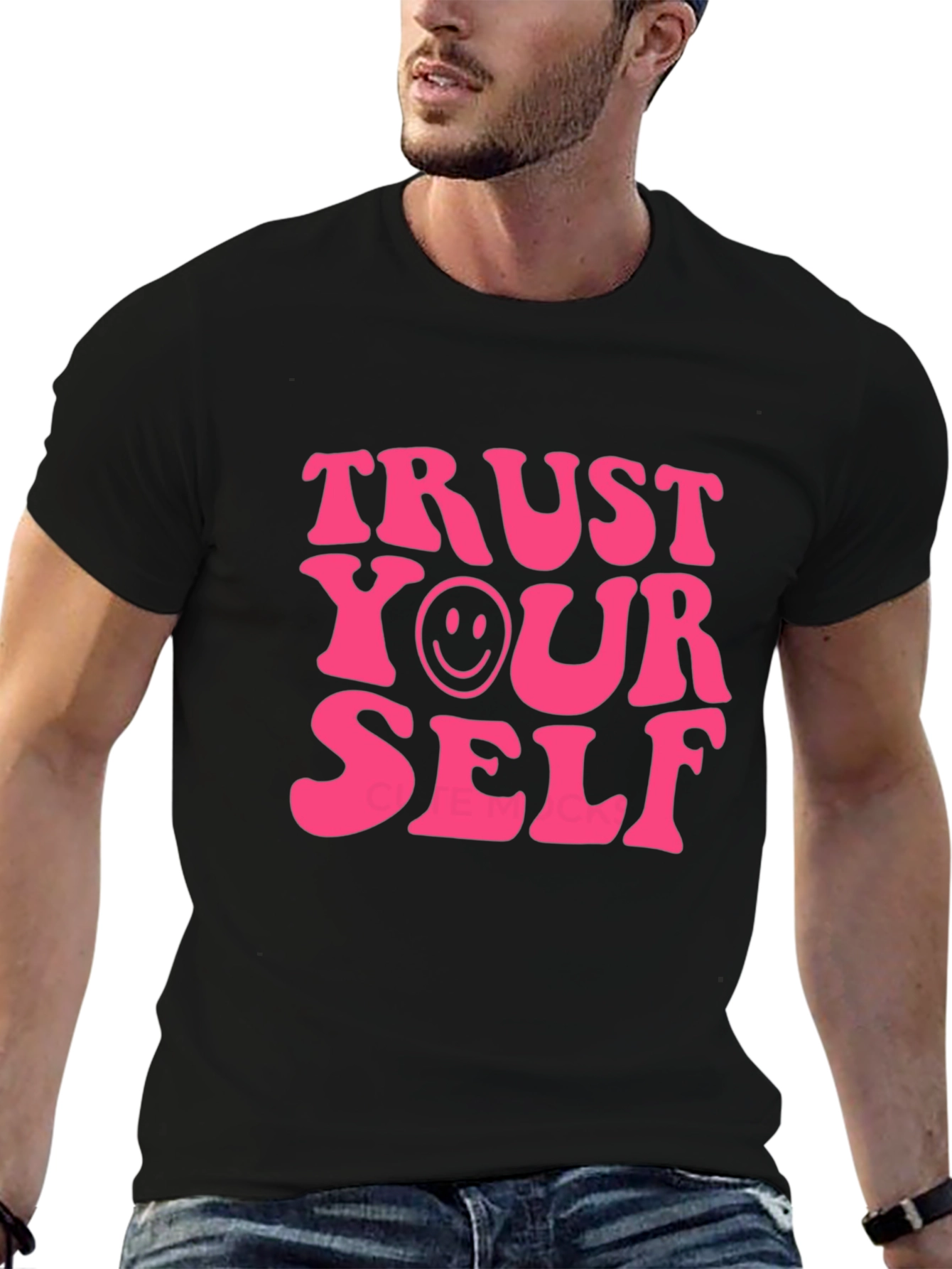 Trust Yourself Graphic Tee - Trendy Black T-Shirt