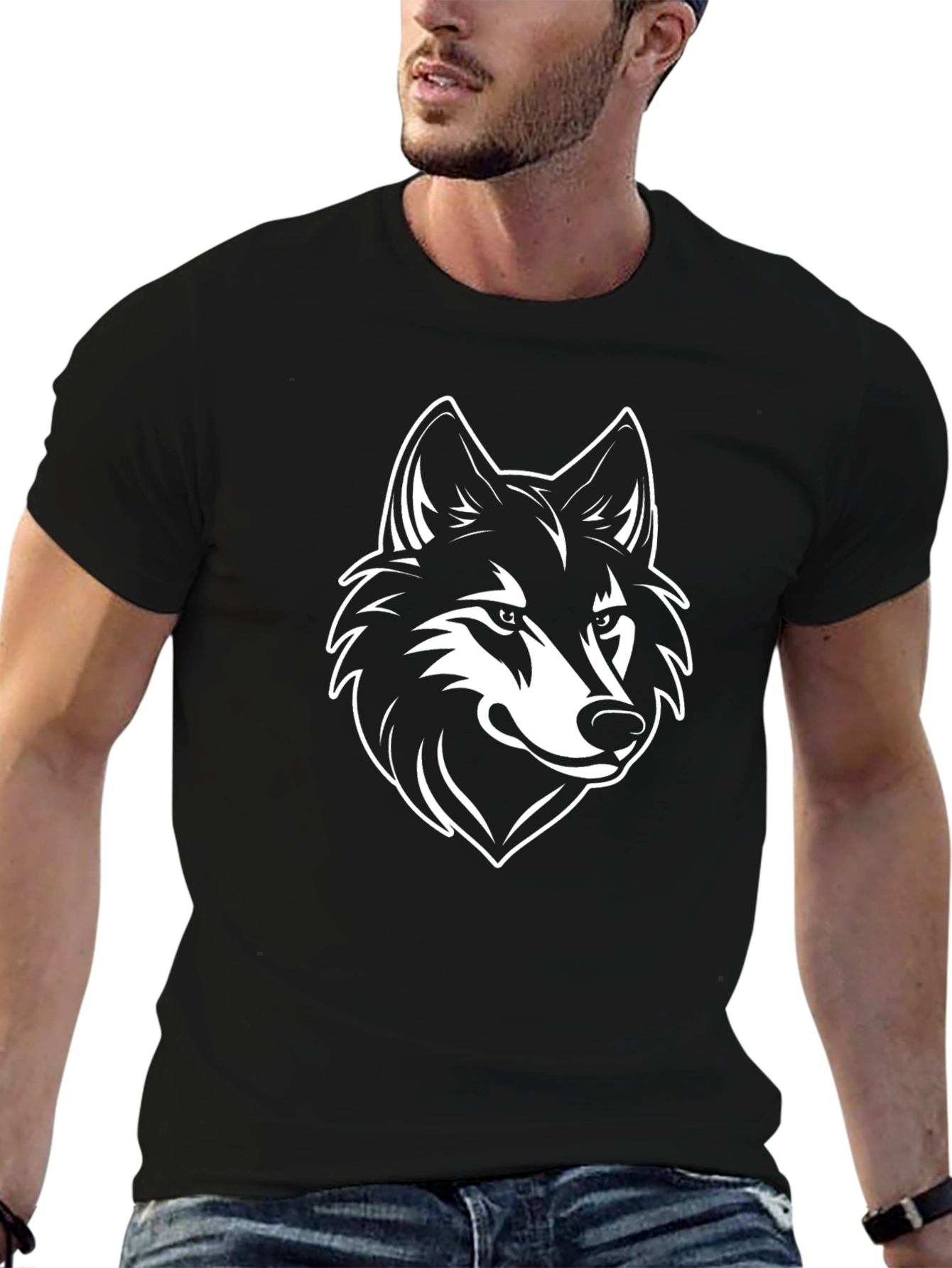 Black Wolf Graphic Tee - Mens Stylish Cotton T-Shirt
