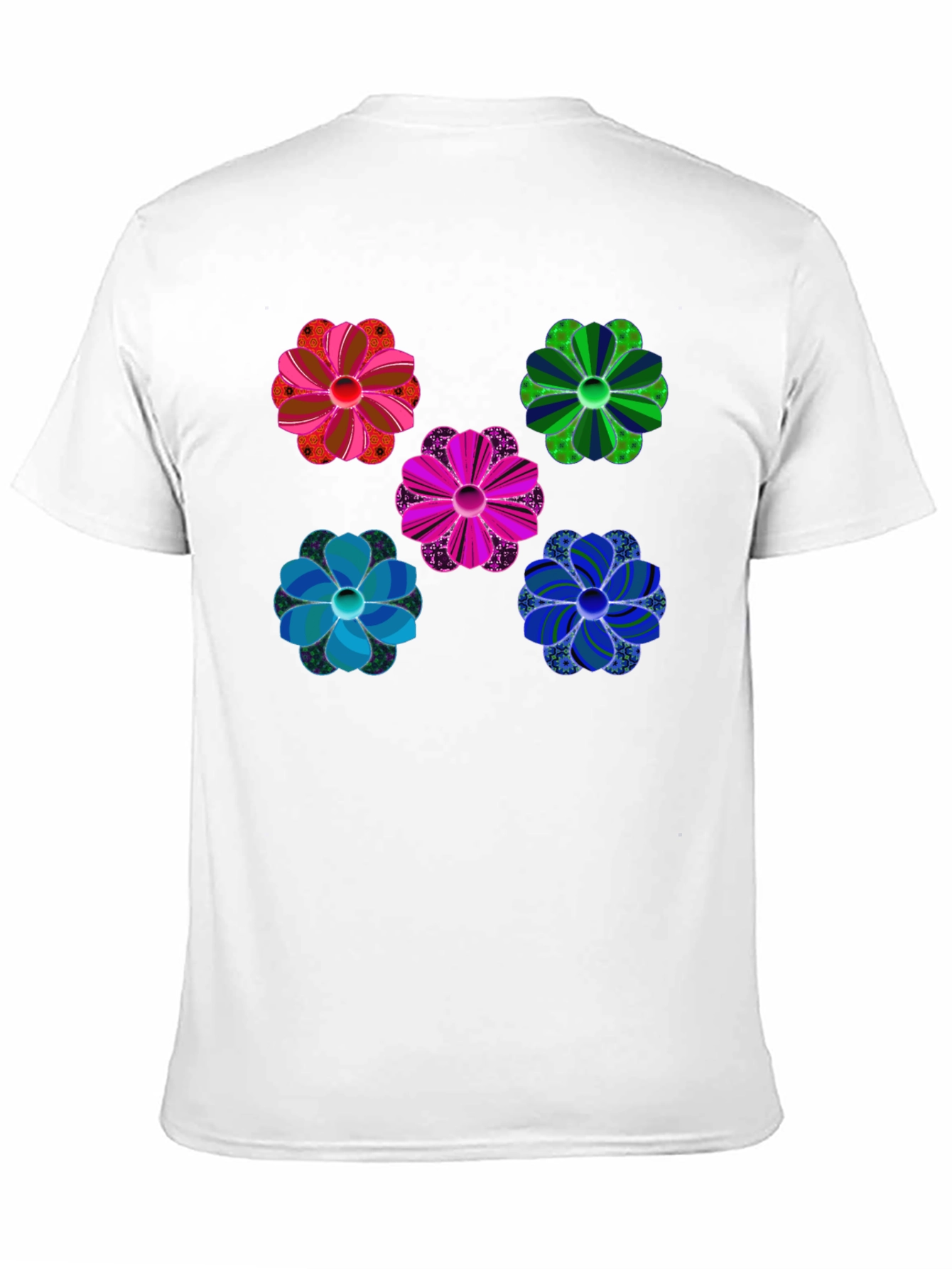 Floral Pattern Black T-Shirt Unique Design