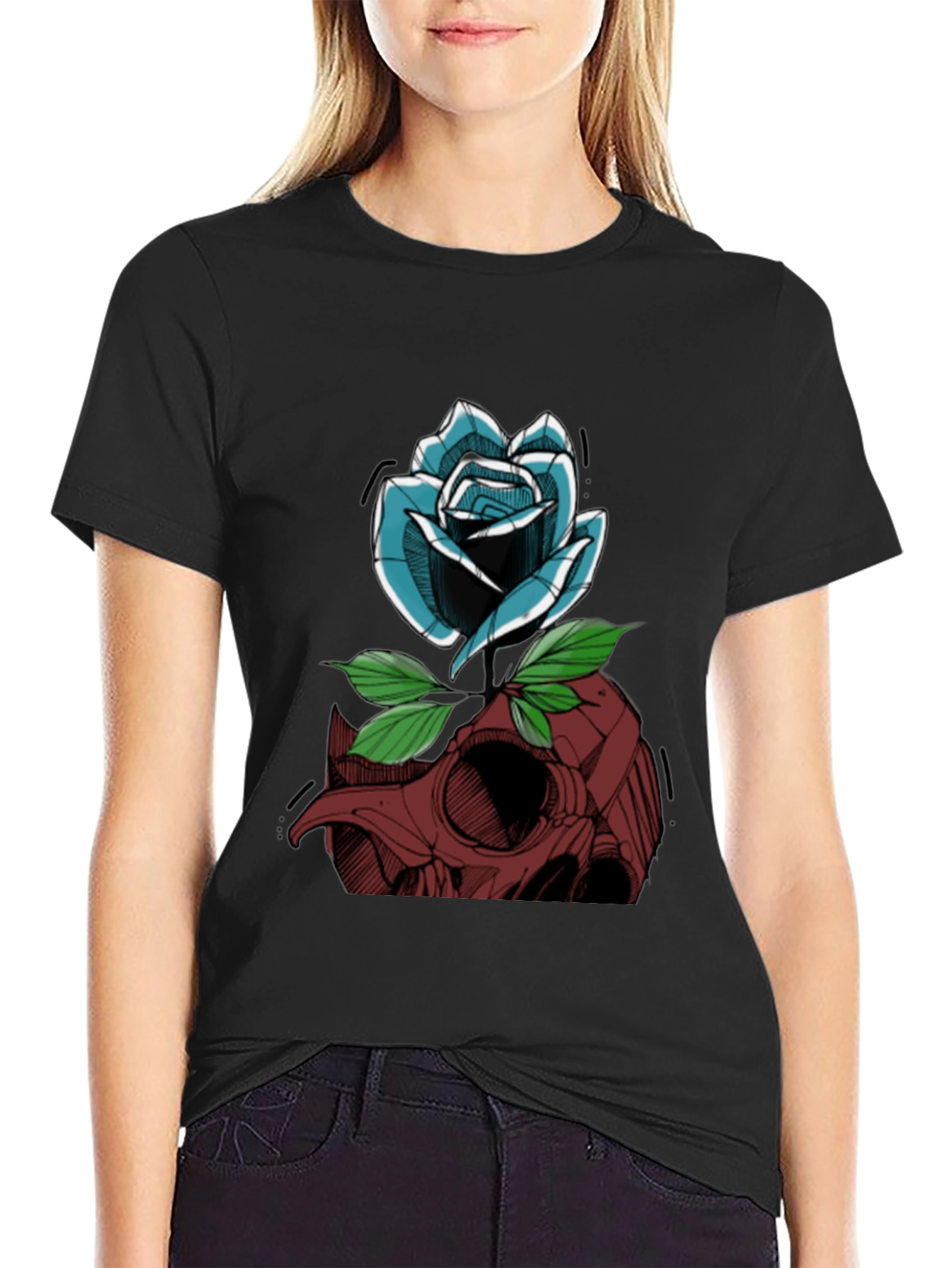 Skull & Rose Graphic Tee - Casual Streetwear