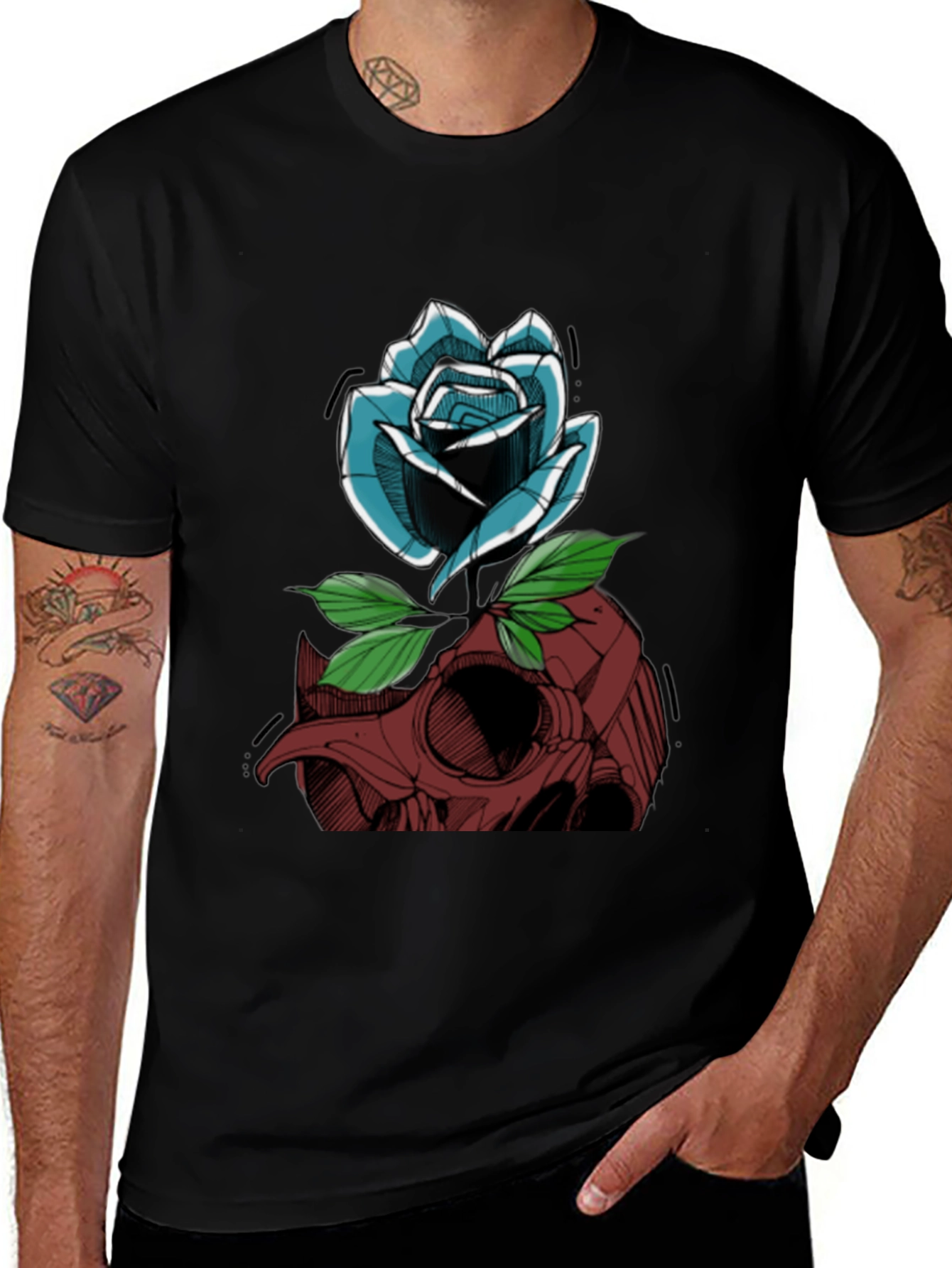 Skull & Rose Graphic Tee - Casual Streetwear