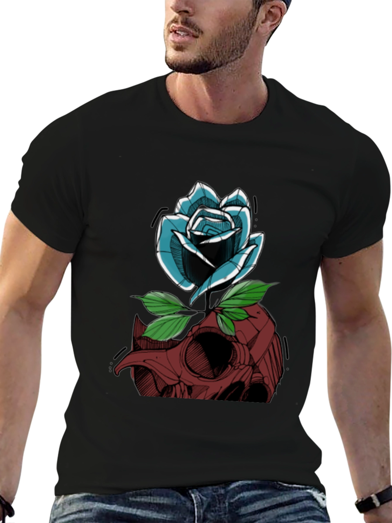 Skull & Rose Graphic Tee - Casual Streetwear