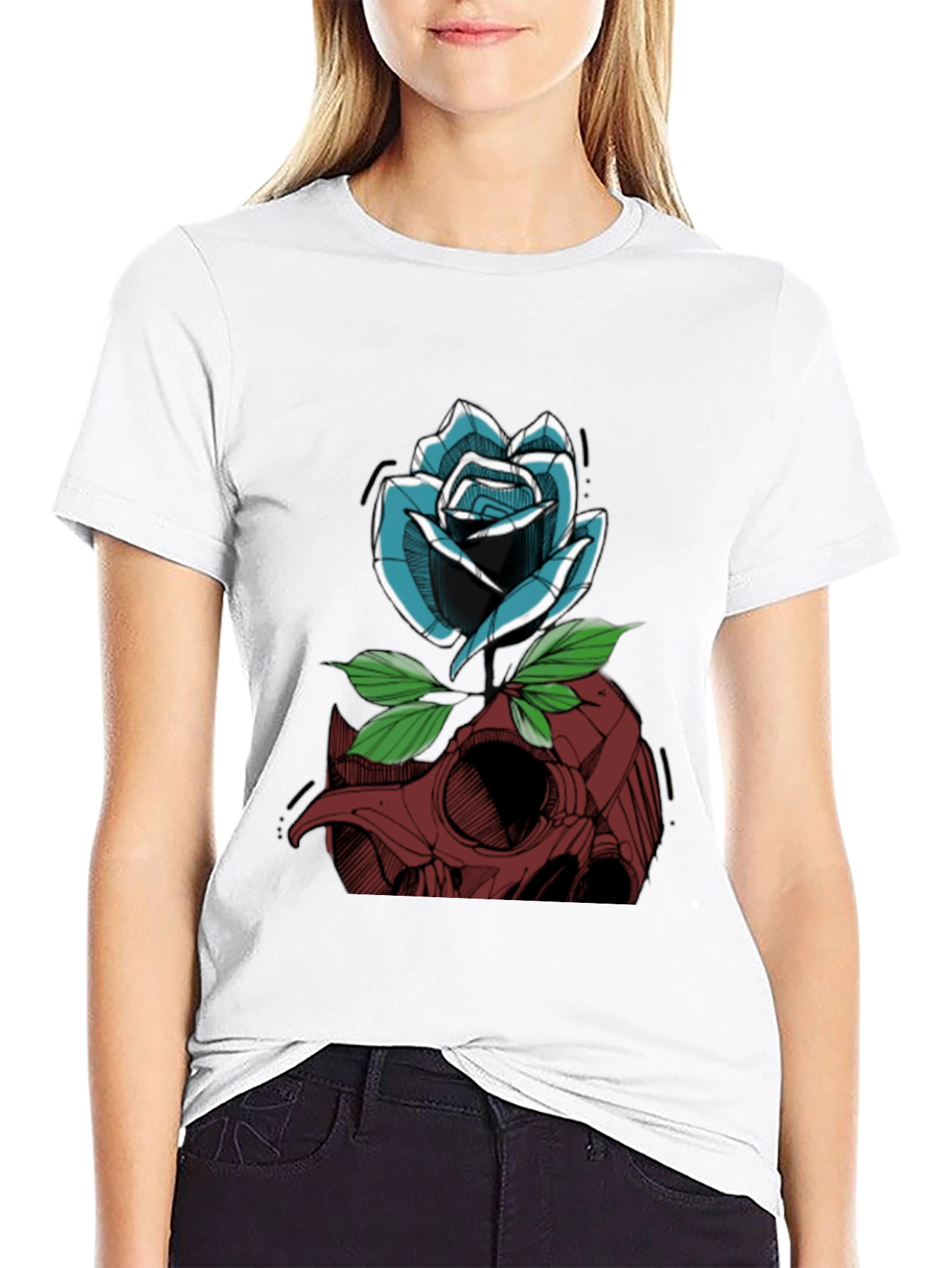 Skull & Rose Graphic Tee - Casual Streetwear